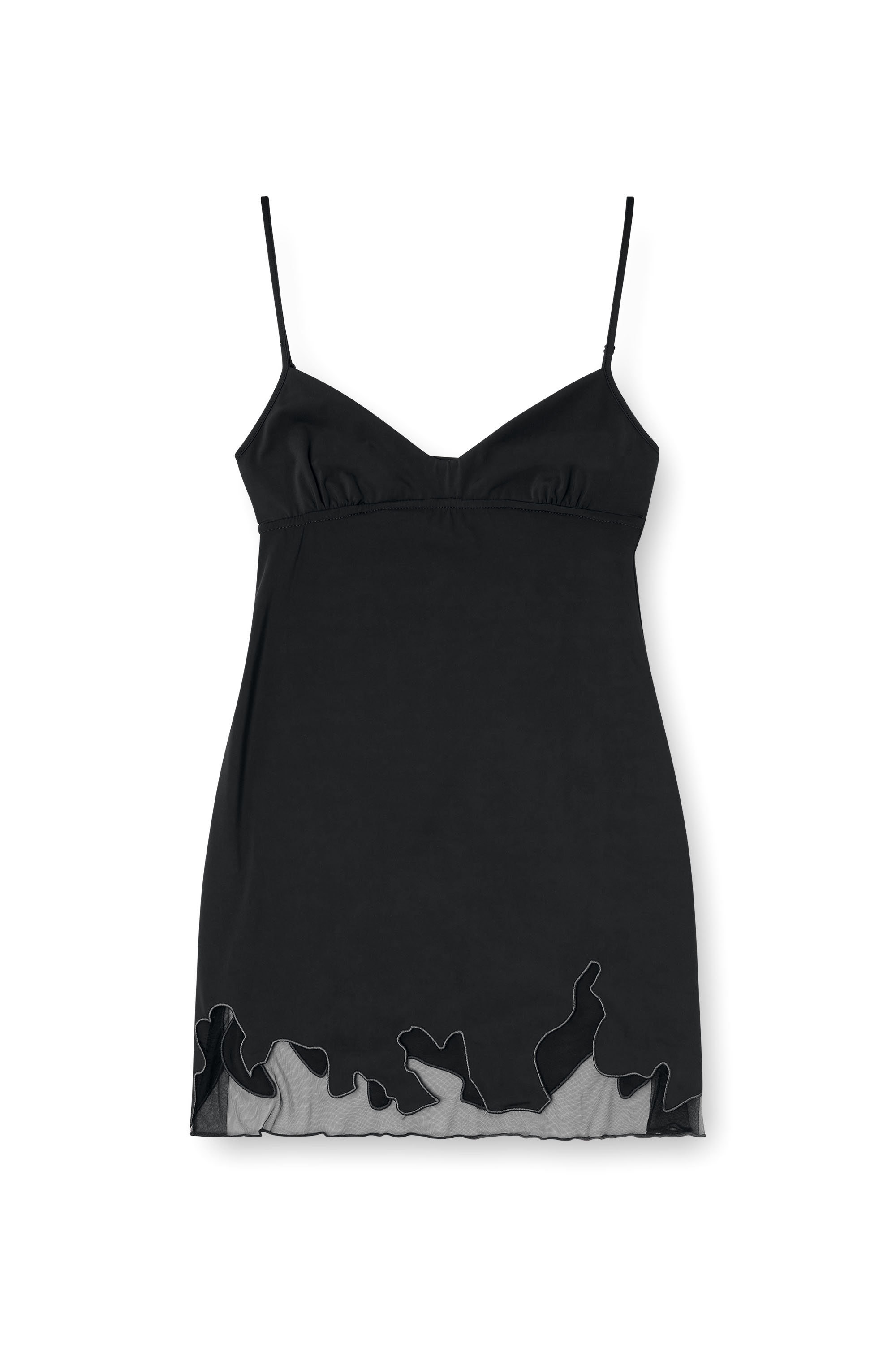 Diesel - D-INLAY-R1, Woman's Nylon mini dress with tulle insert in Black - 3