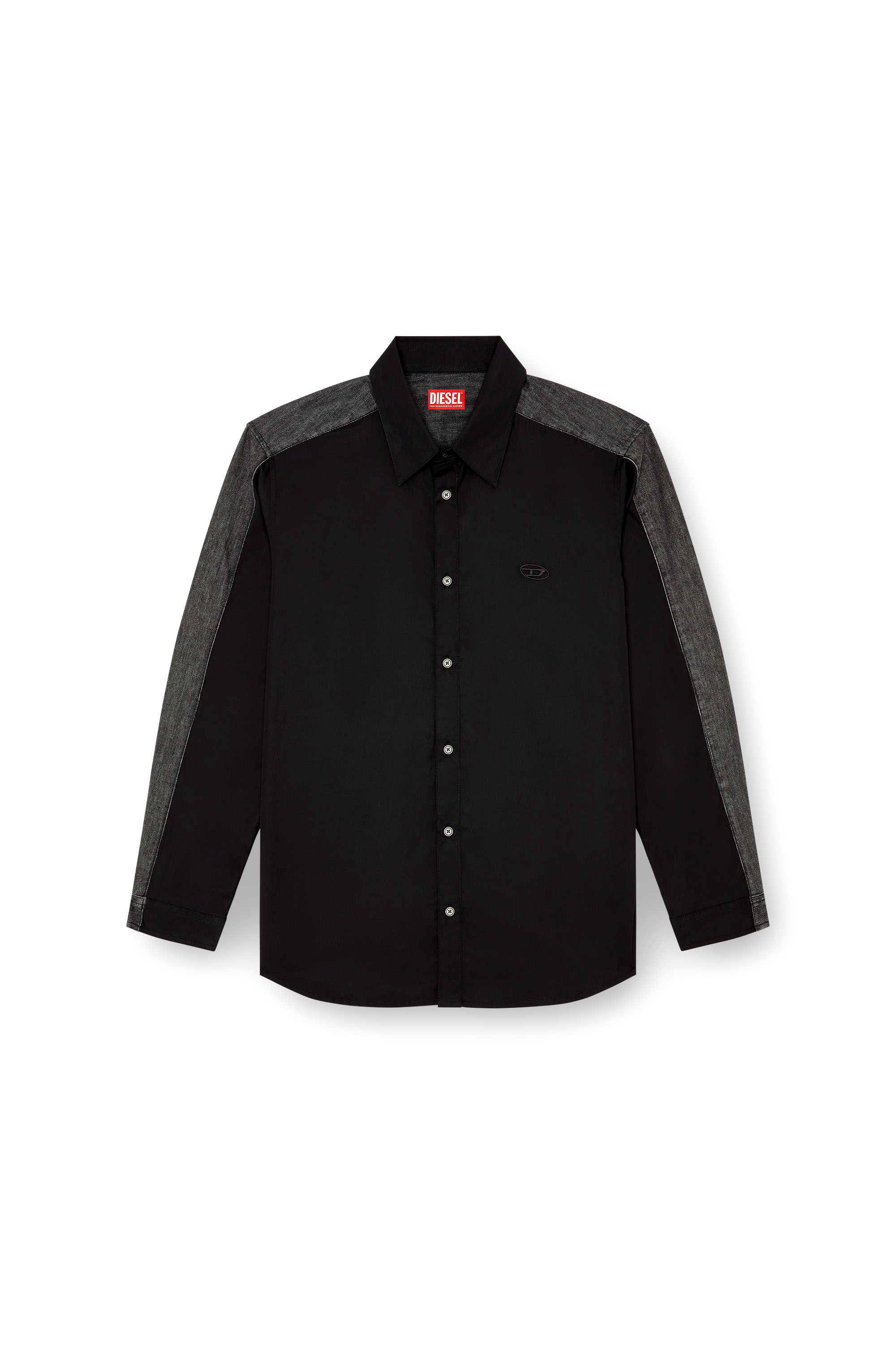 Diesel - S-SIMPLY-DNM, Man's Shirt in cotton poplin and denim in Black/Grey - 3