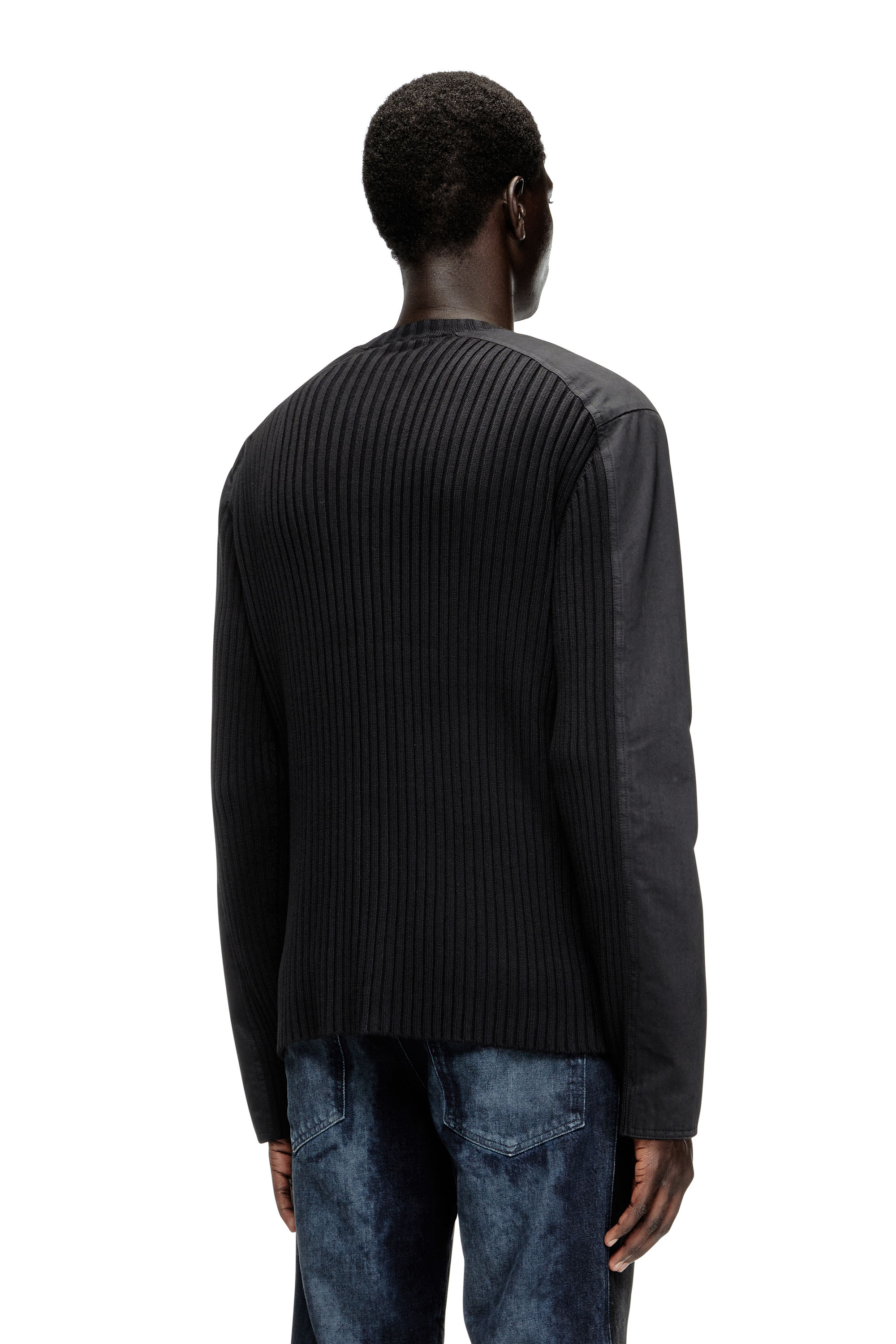 Diesel - K-MATTY, Man's Zipped cardigan with utilitarian panels in Black - 4