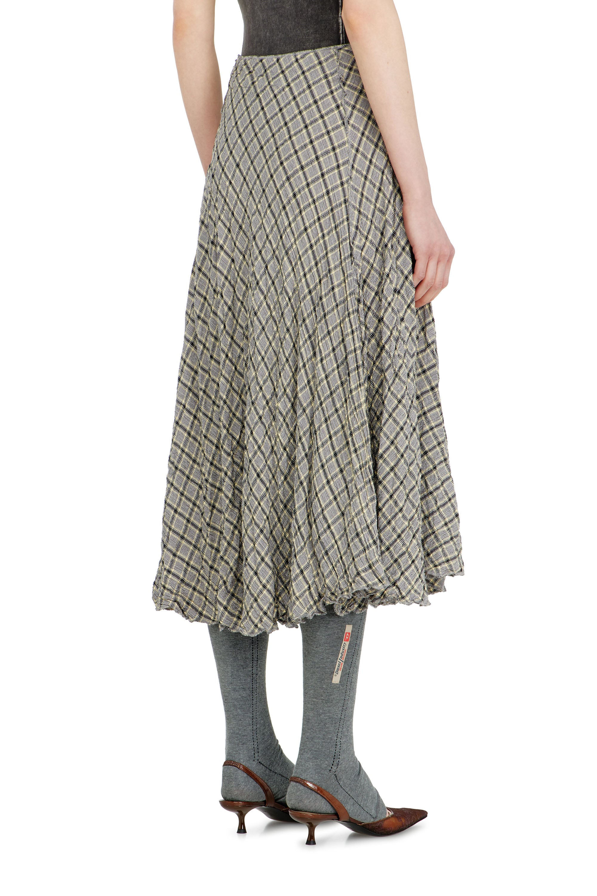 Diesel - O-XYGEN, Woman's Midi skirt in seersucker-effect check in Grey - 3
