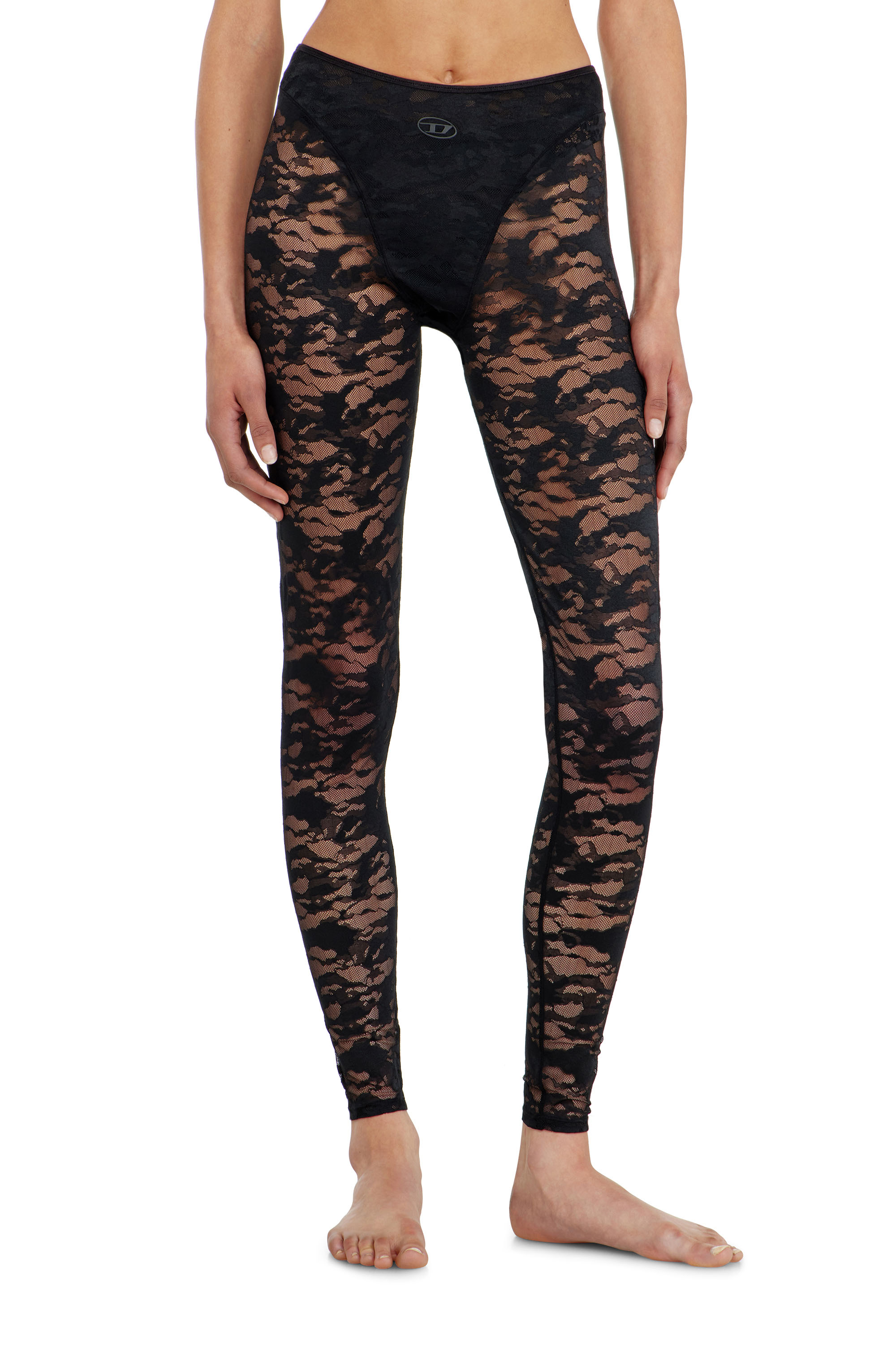 Diesel - HAYLEY-UTLT, Woman's Leggings in nylon camouflage lace in Black - 3