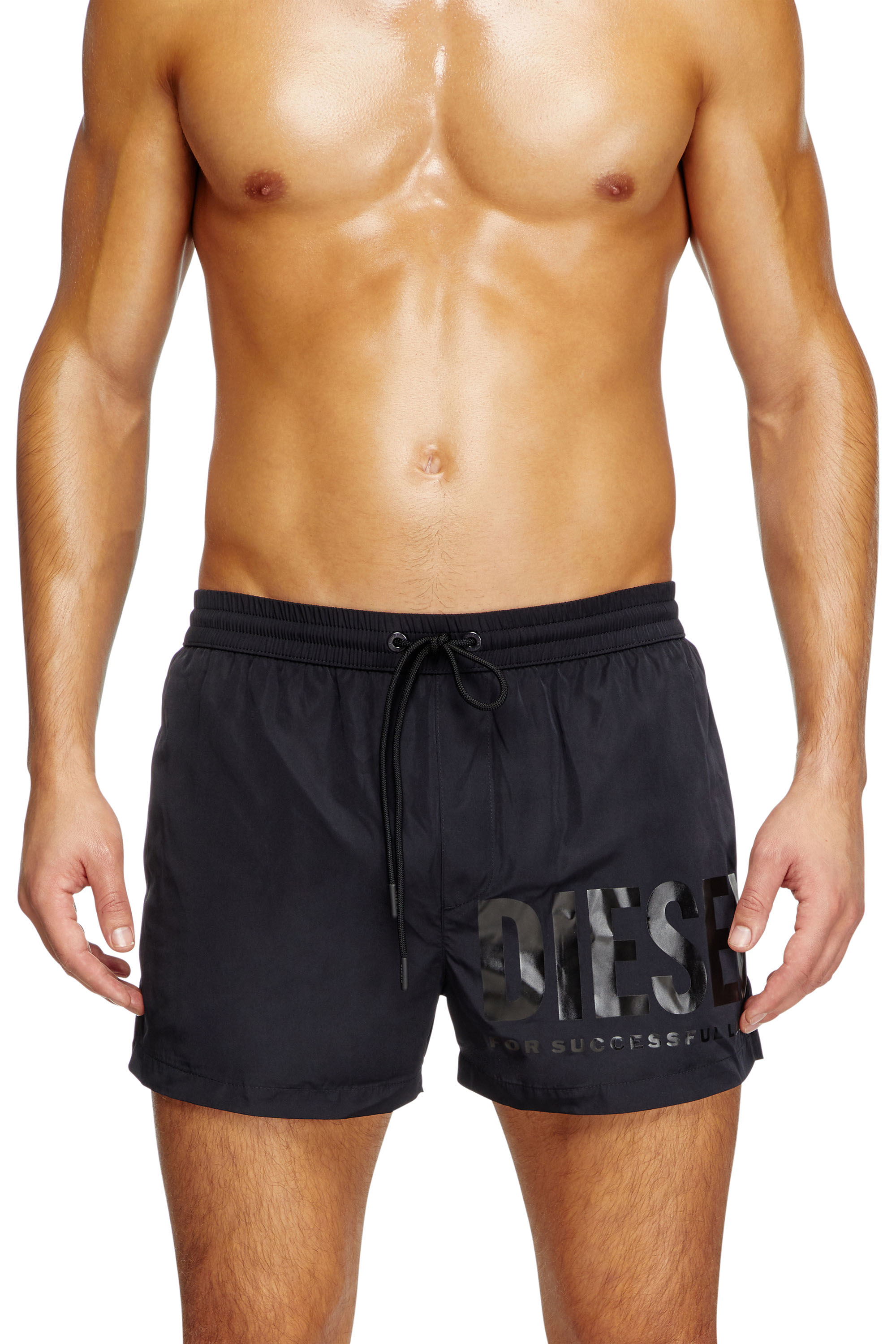 Diesel - MARIO-34-D-CORE, Man's Swim shorts with logo print in Black - 1