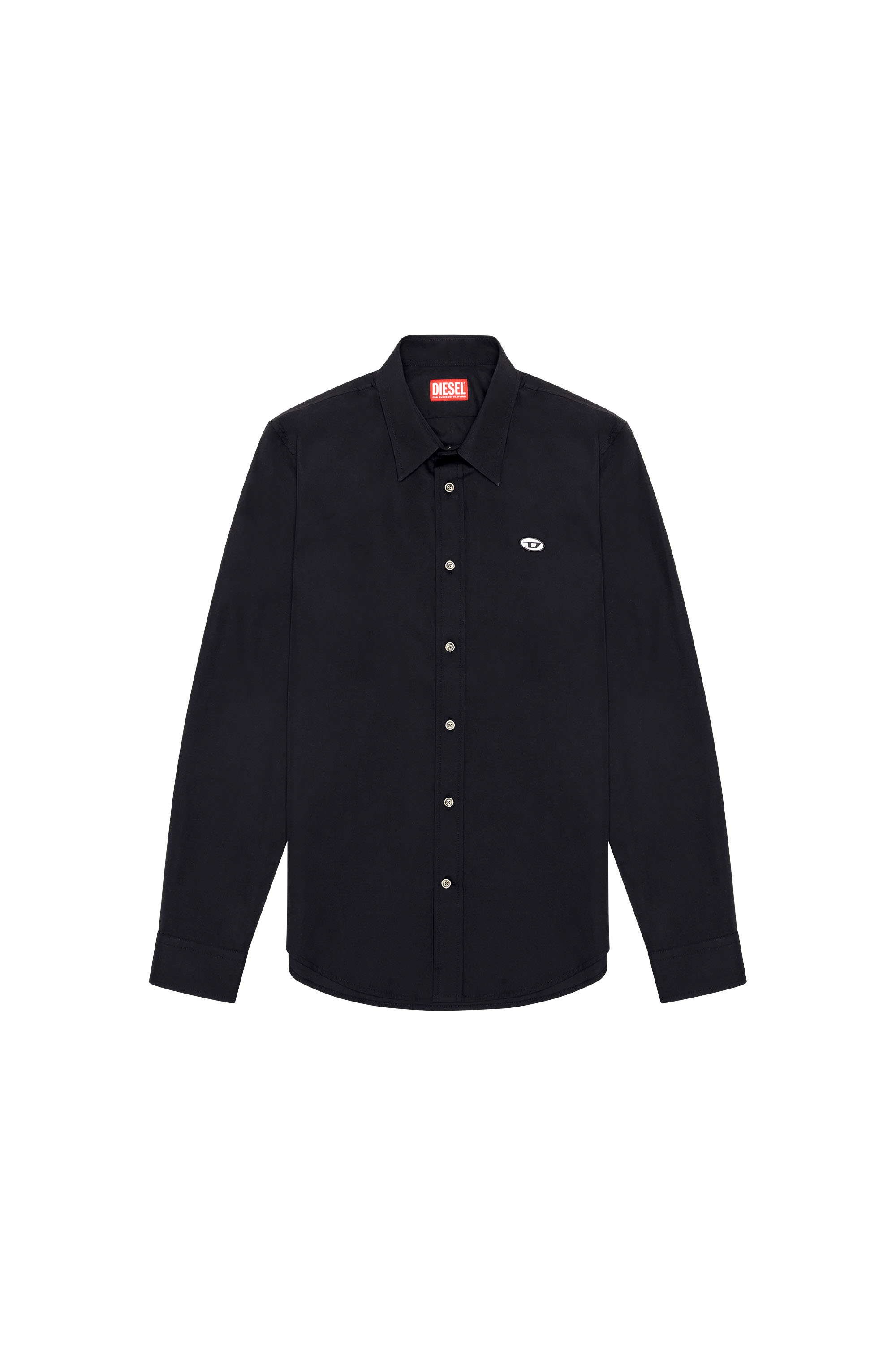 Diesel - S-BENNY-A, Man Shirt with oval D patch in Black - Image 3