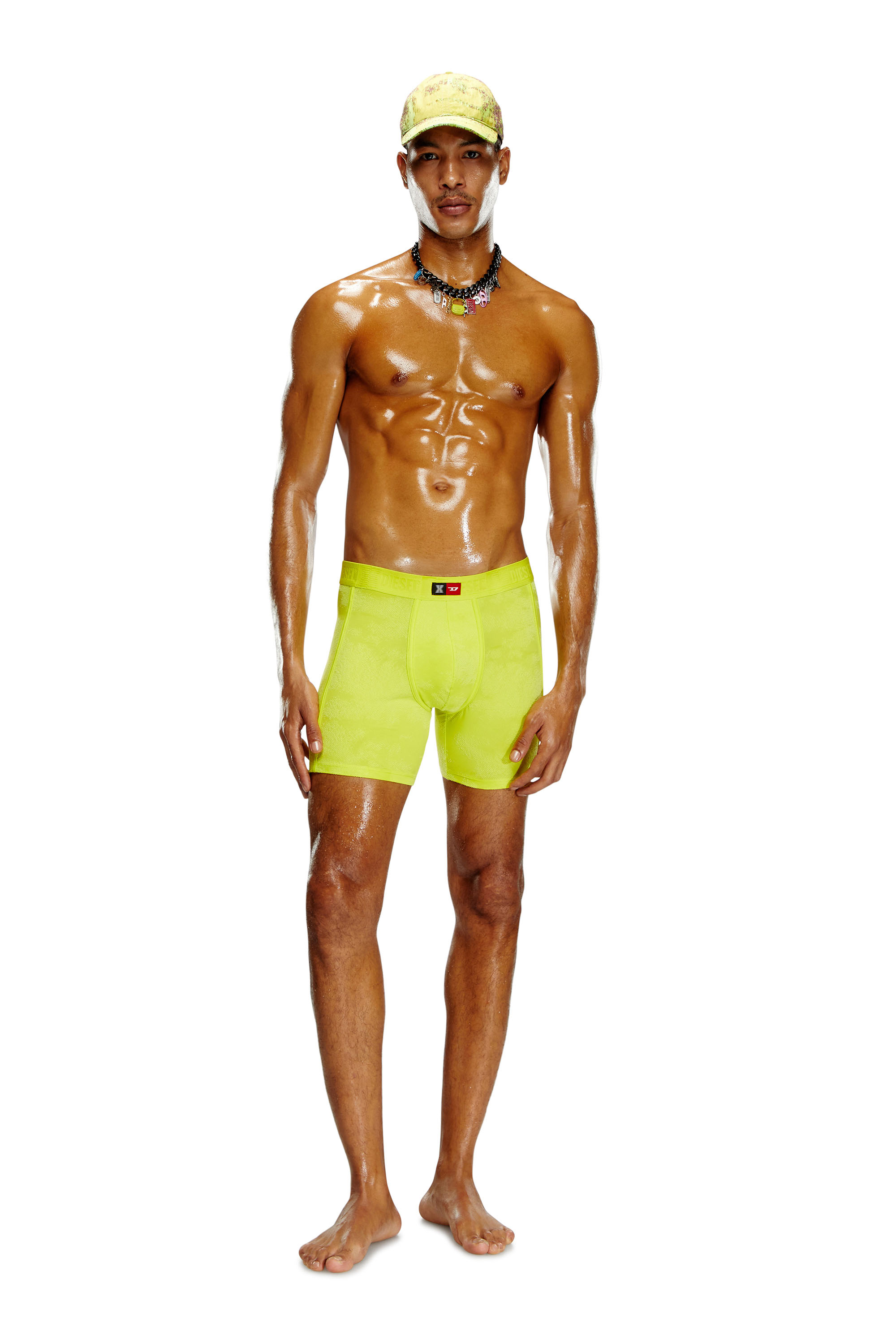 Diesel - FLOCKED-BOXER-BRIEFS, Man's Flocked microfibre boxer briefs in Green Fluo - 1