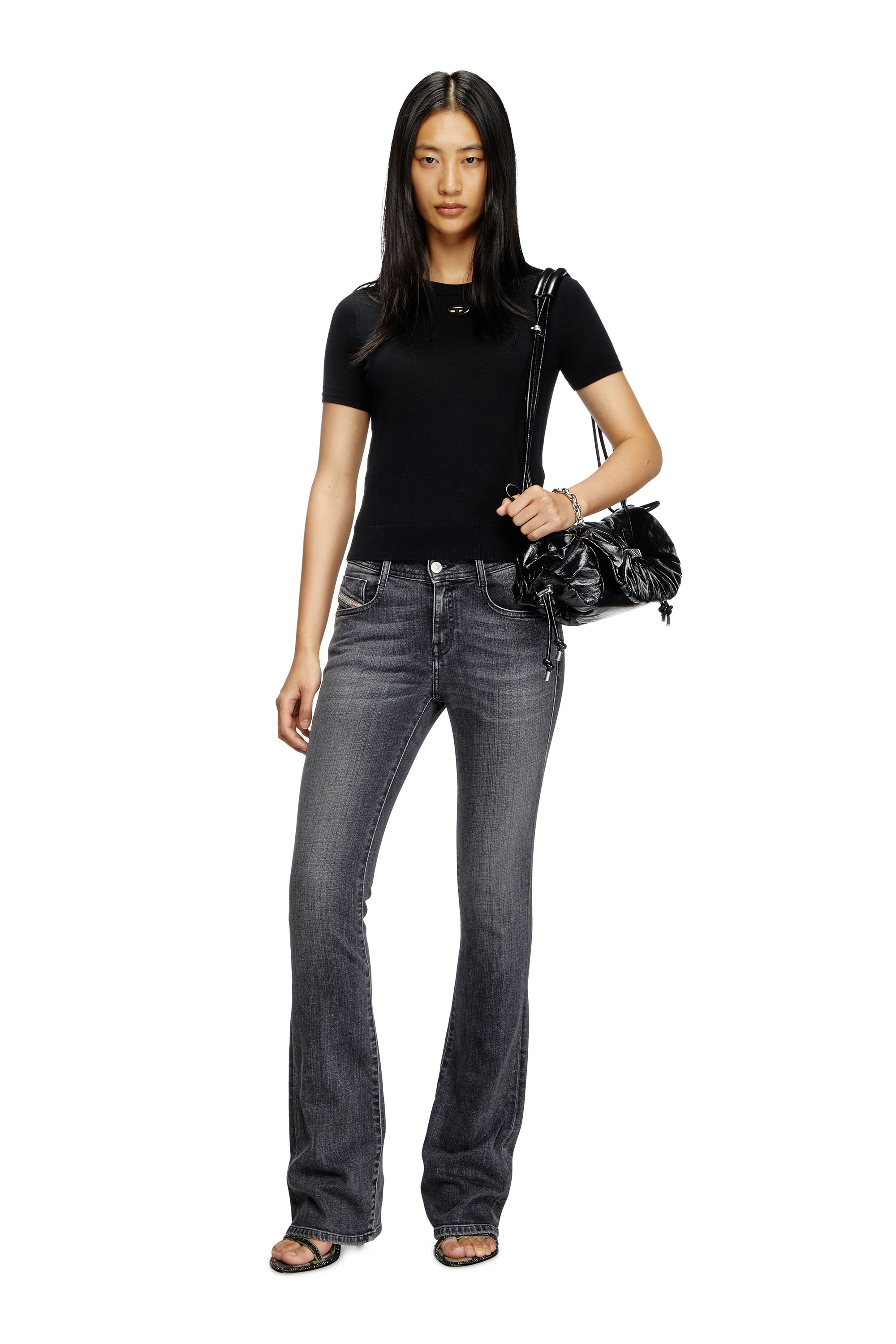 Diesel - M-ALINE, Woman's Short-sleeve jumper in wool in Black - 1