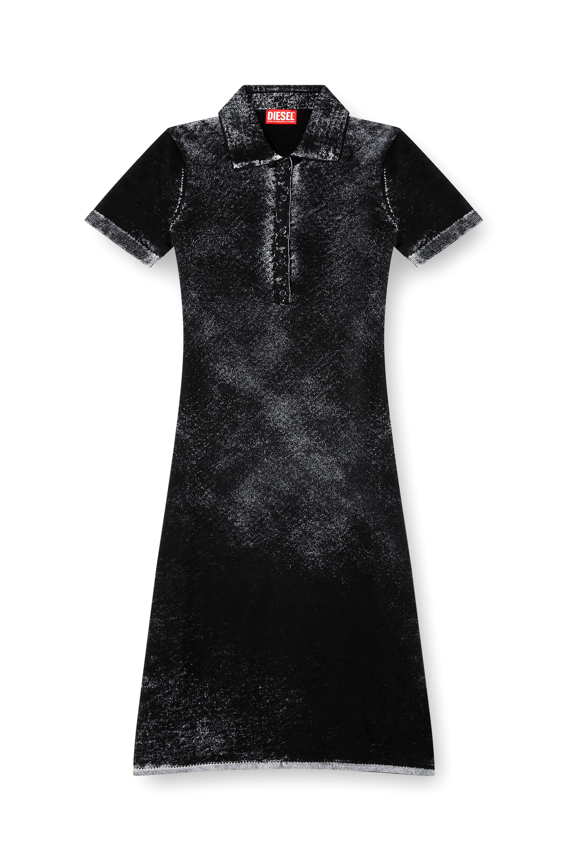 Diesel - M-LOURENS, Woman's Midi polo dress in reverse-printed knit in null - 3