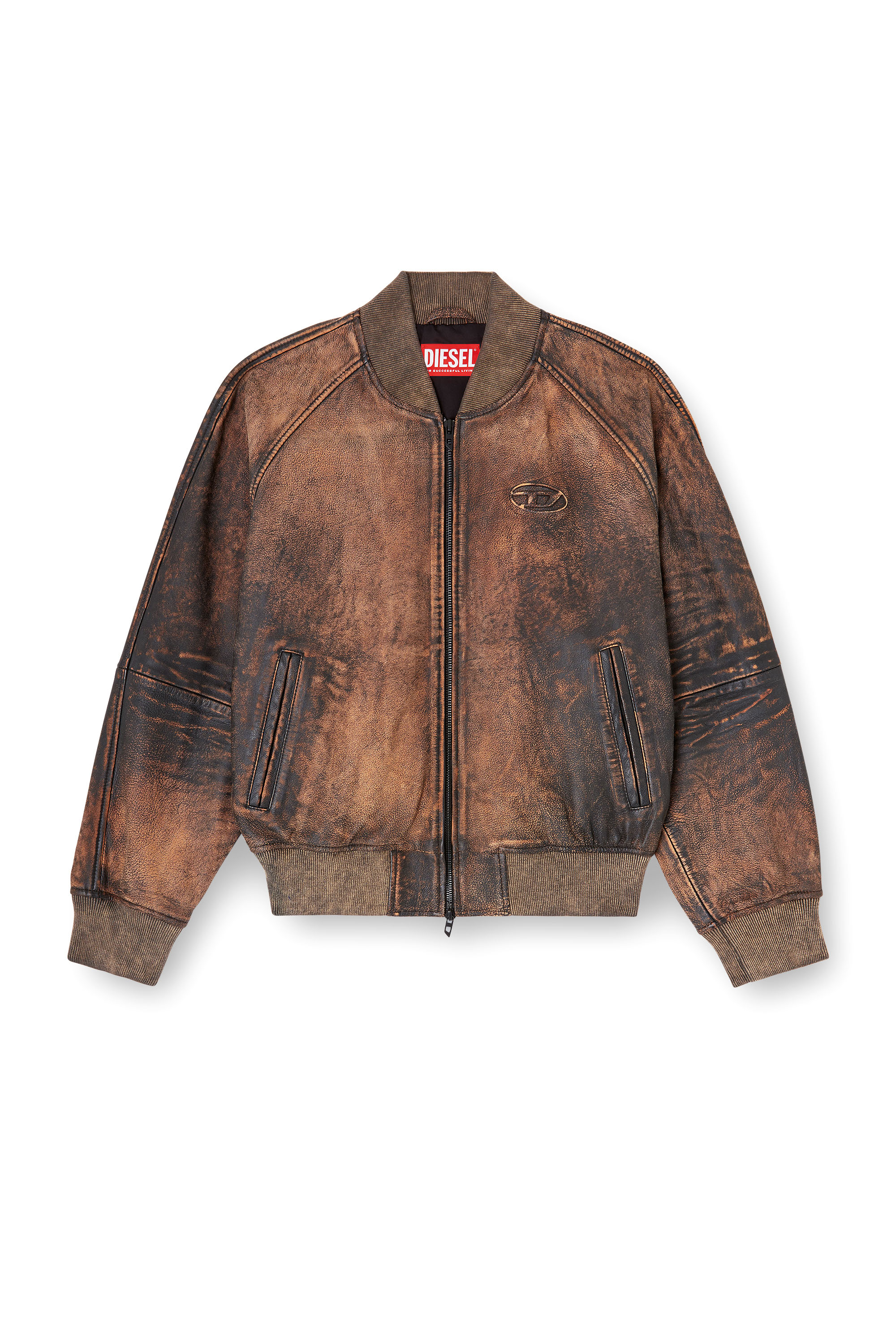 Diesel - L-COBB-FEM, Woman's Bomber jacket in distressed leather in null - 3