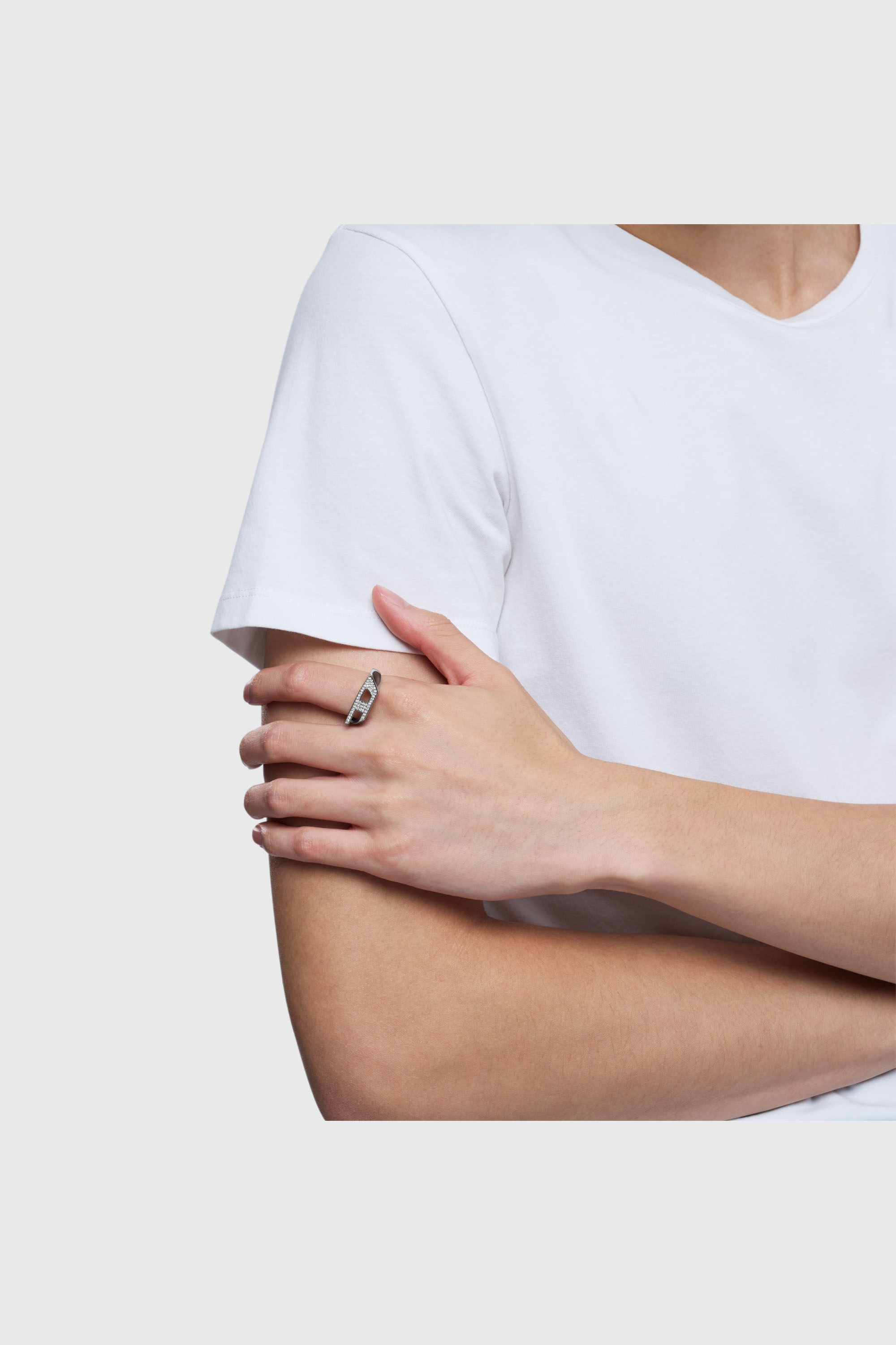 Diesel - DX1629040 JEWELLERY, Unisex's Stainless steel glitz signet ring in Silver - 4