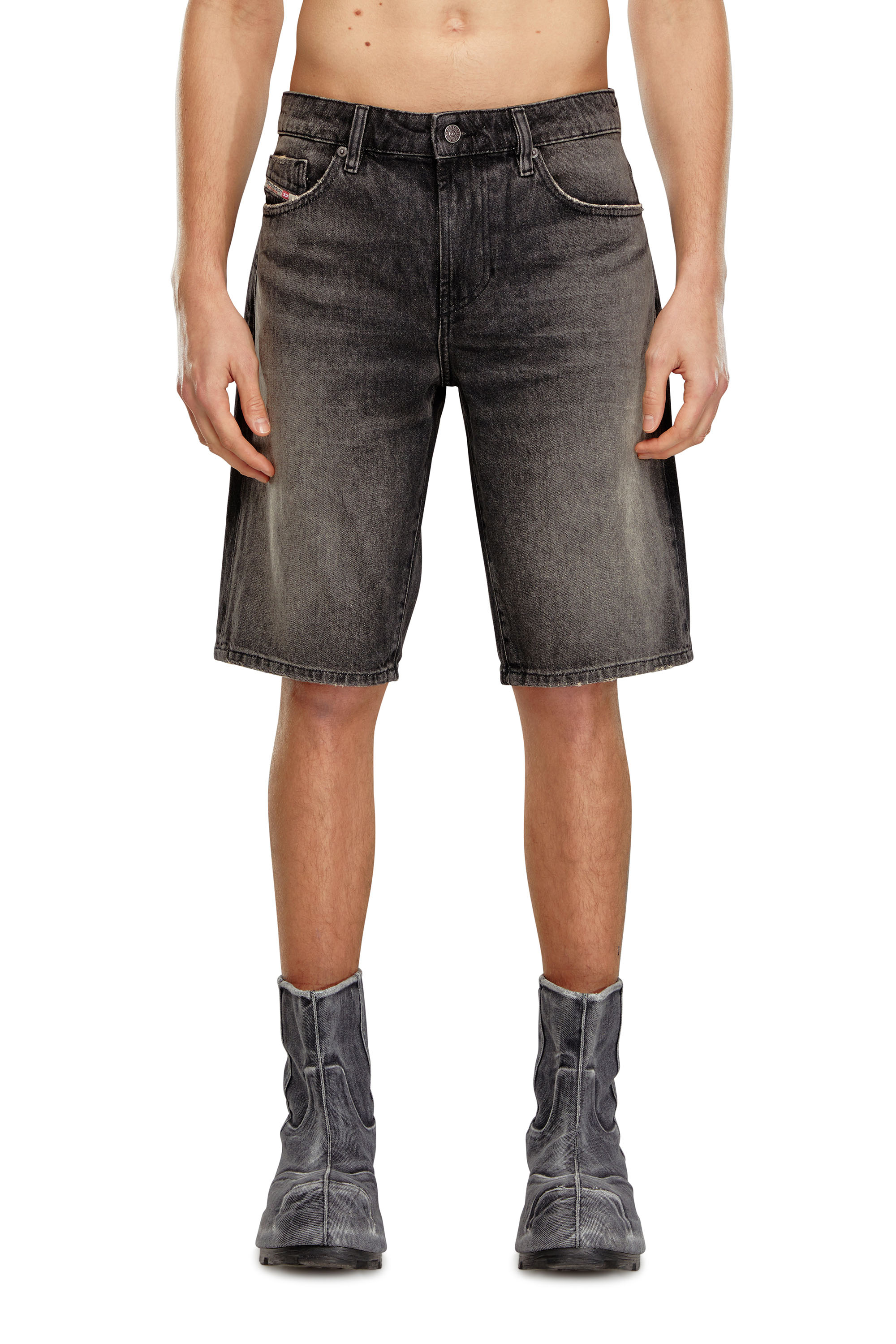Diesel - SLIM-SHORT, Man Slim denim shorts in Black - Image 1