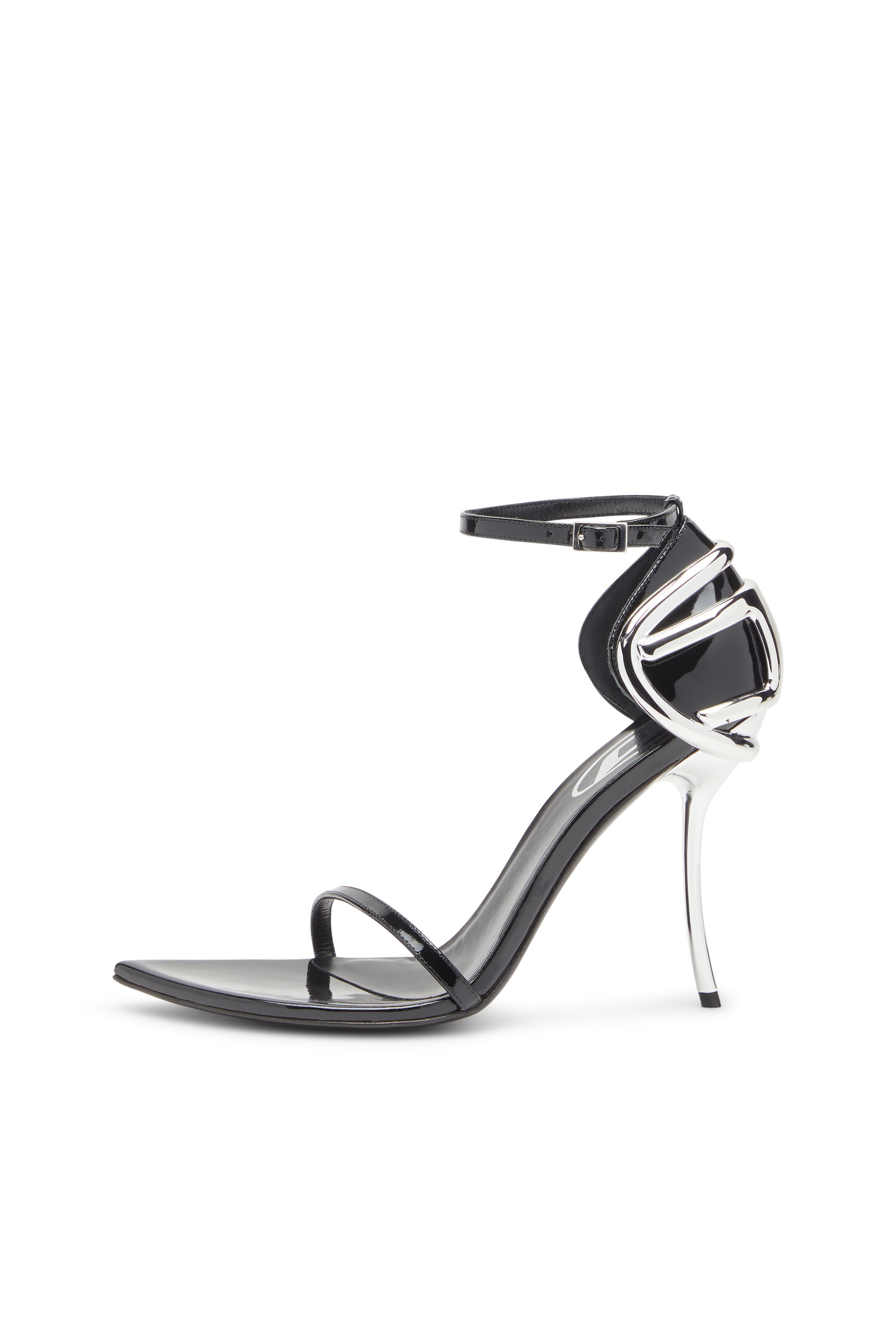 Diesel - D-TEN&HALF SANDAL, Woman's D-Ten&Half-Stiletto sandals in patent leather and satin in Black - 7