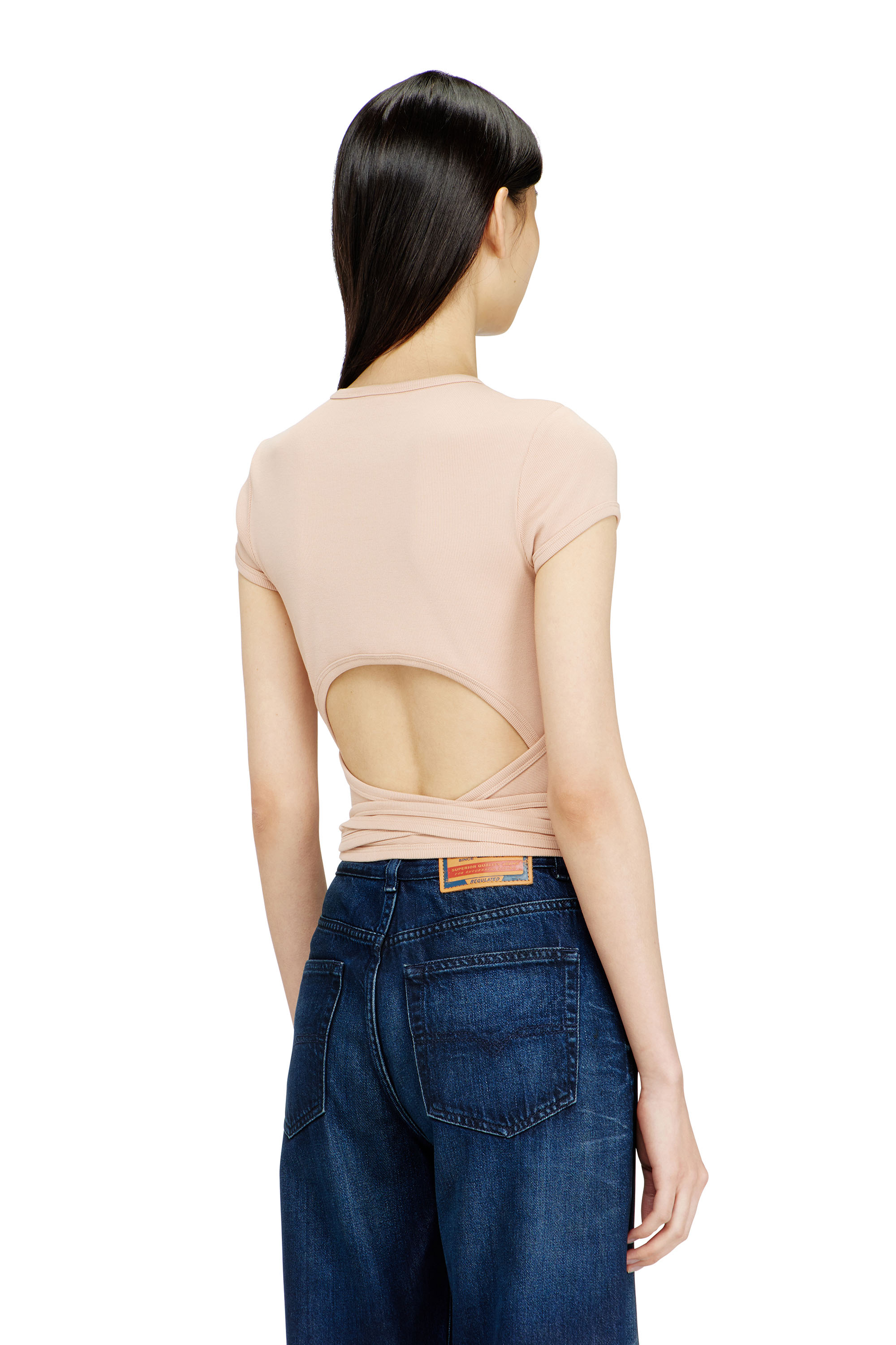 Diesel - T-BUNNY-TAIL-S1, Woman's Ribbed top with wrap-around laces in null - 3