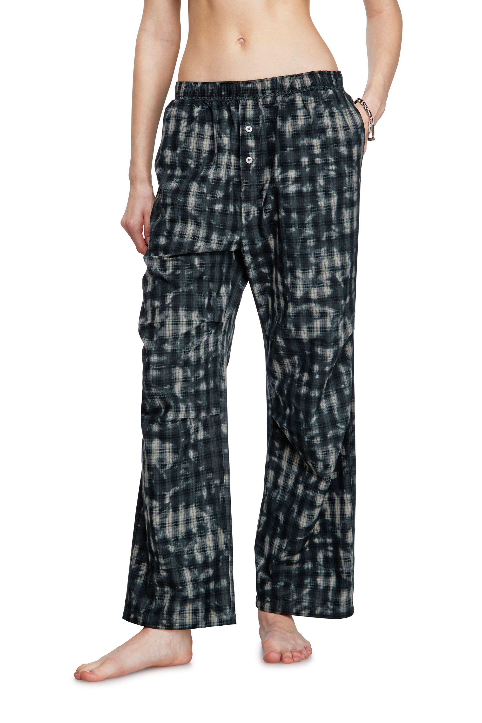 Diesel - VINCE-UTLT, Unisex's Pyjama bottoms with check print in Dark Green - 3