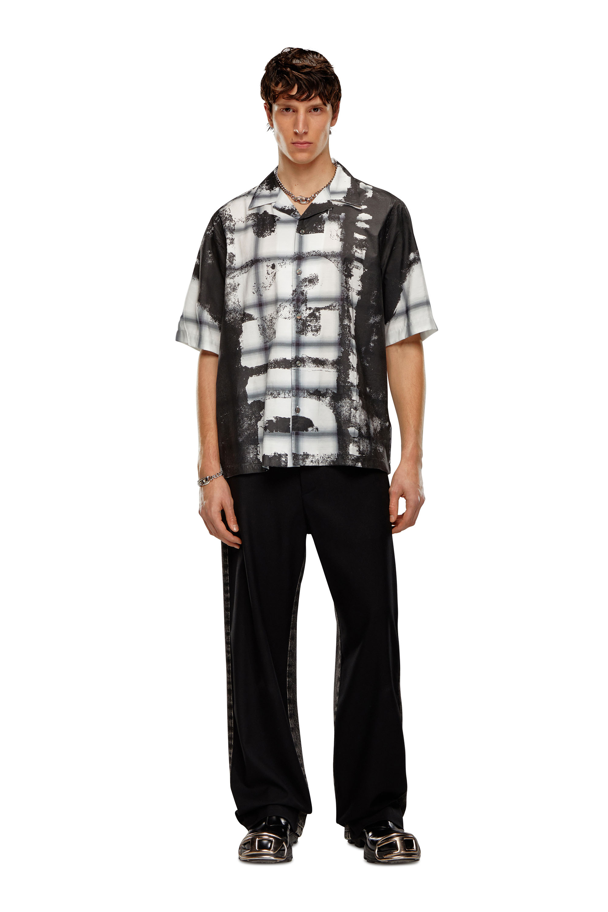 Diesel - S-NABIL, Man Check bowling shirt with fading logo in Multicolor - Image 2