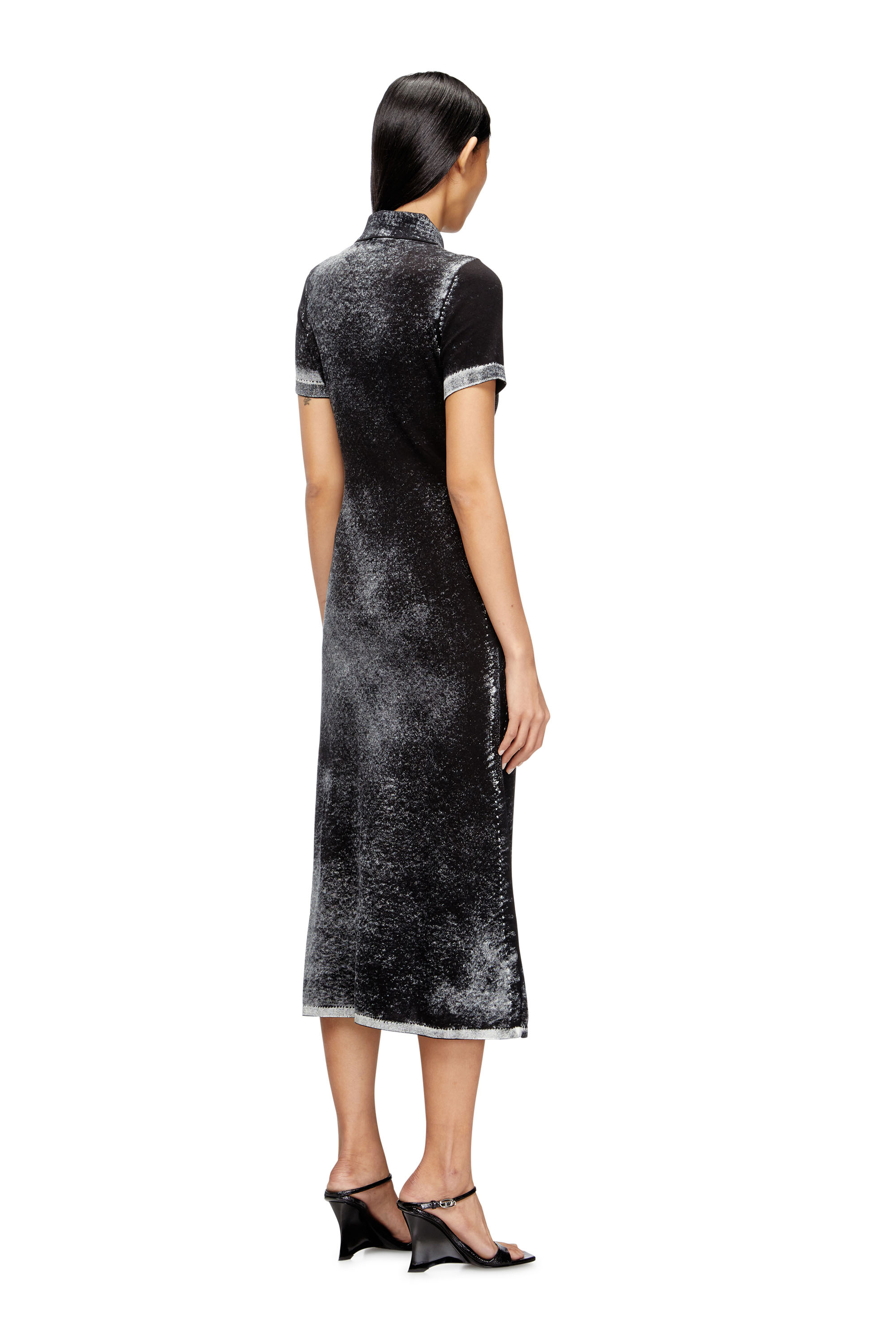 Diesel - M-LOURENS, Woman's Midi polo dress in reverse-printed knit in null - 4