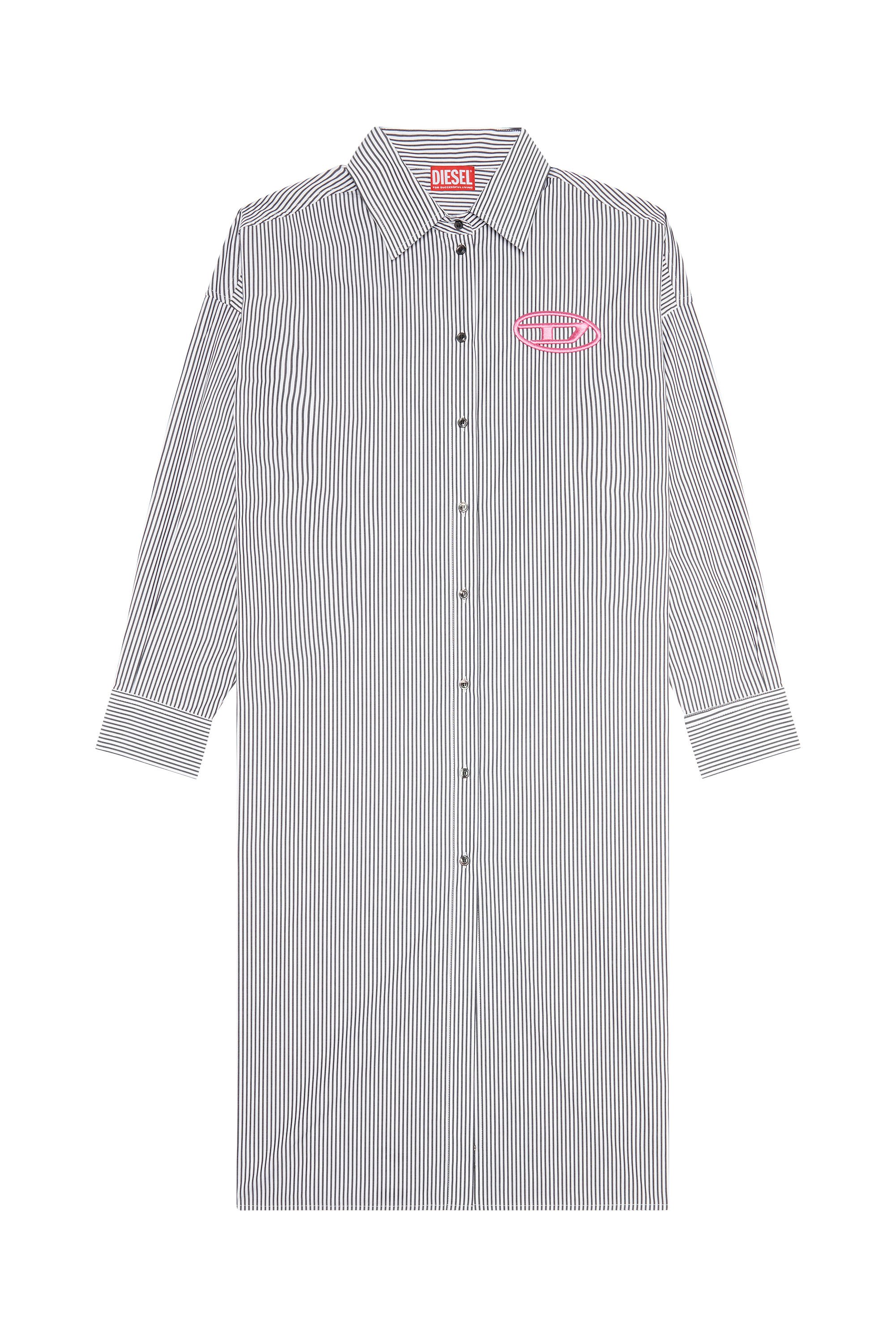 Diesel - D-LUN-STRIPE, Woman Striped shirt dress with logo embroidery in Multicolor - Image 3