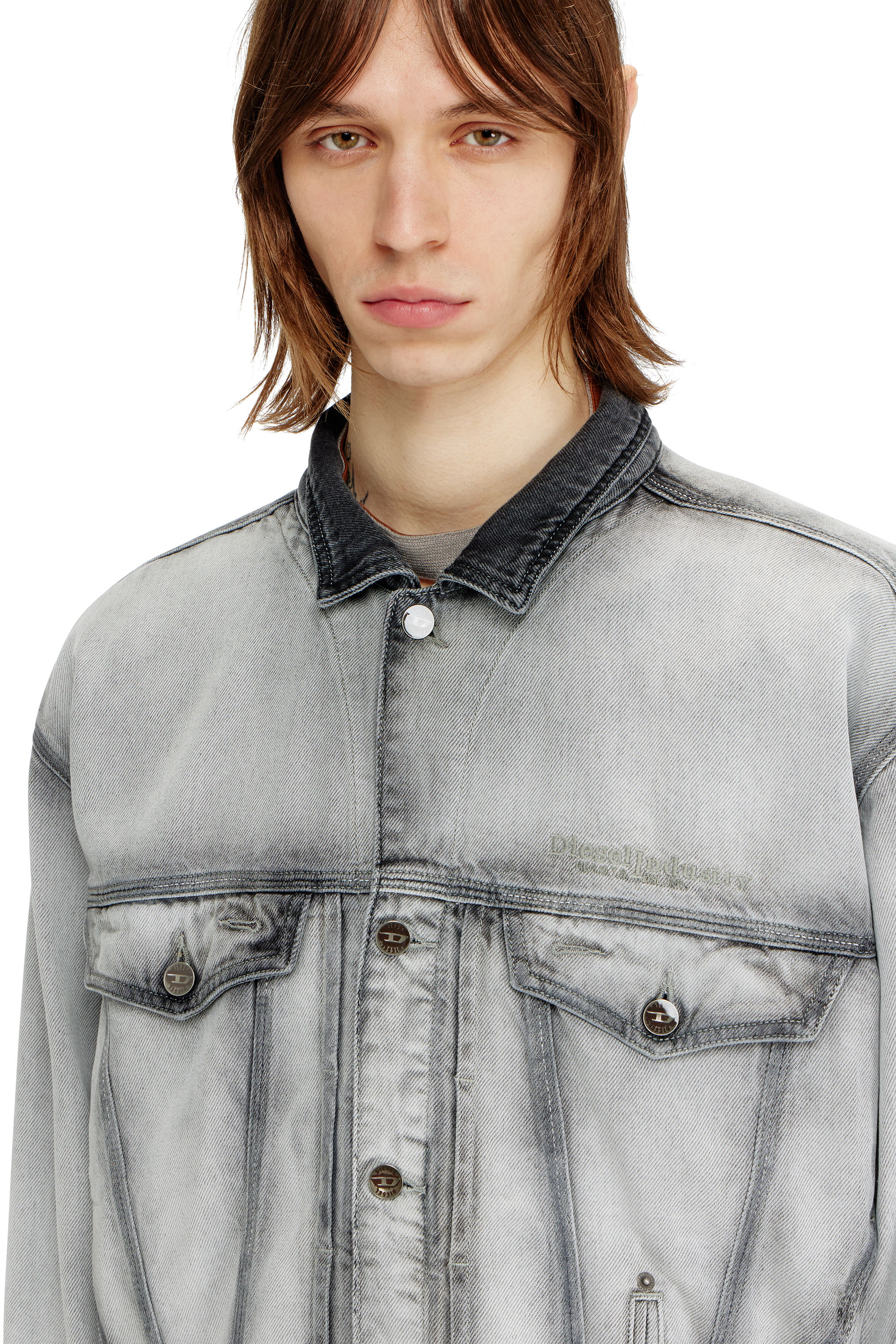 Diesel - D-DENVER-FSI, Unisex's Trucker jacket in soft skeleton denim in Light Grey - 5