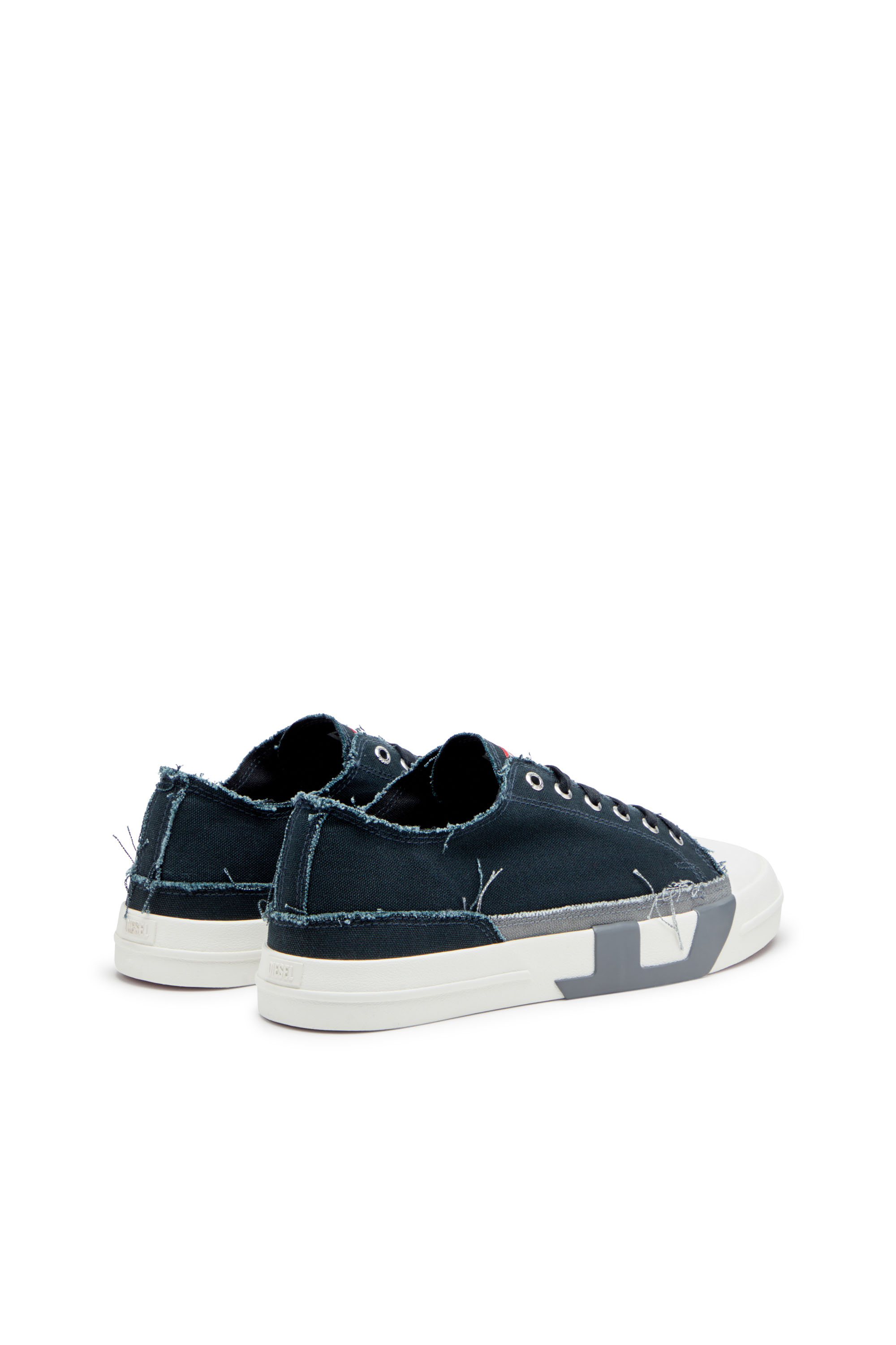 Diesel - S-D-VERSE LOW, Man's S-D-Verse-Sneakers in frayed canvas in Blue/Grey - 3