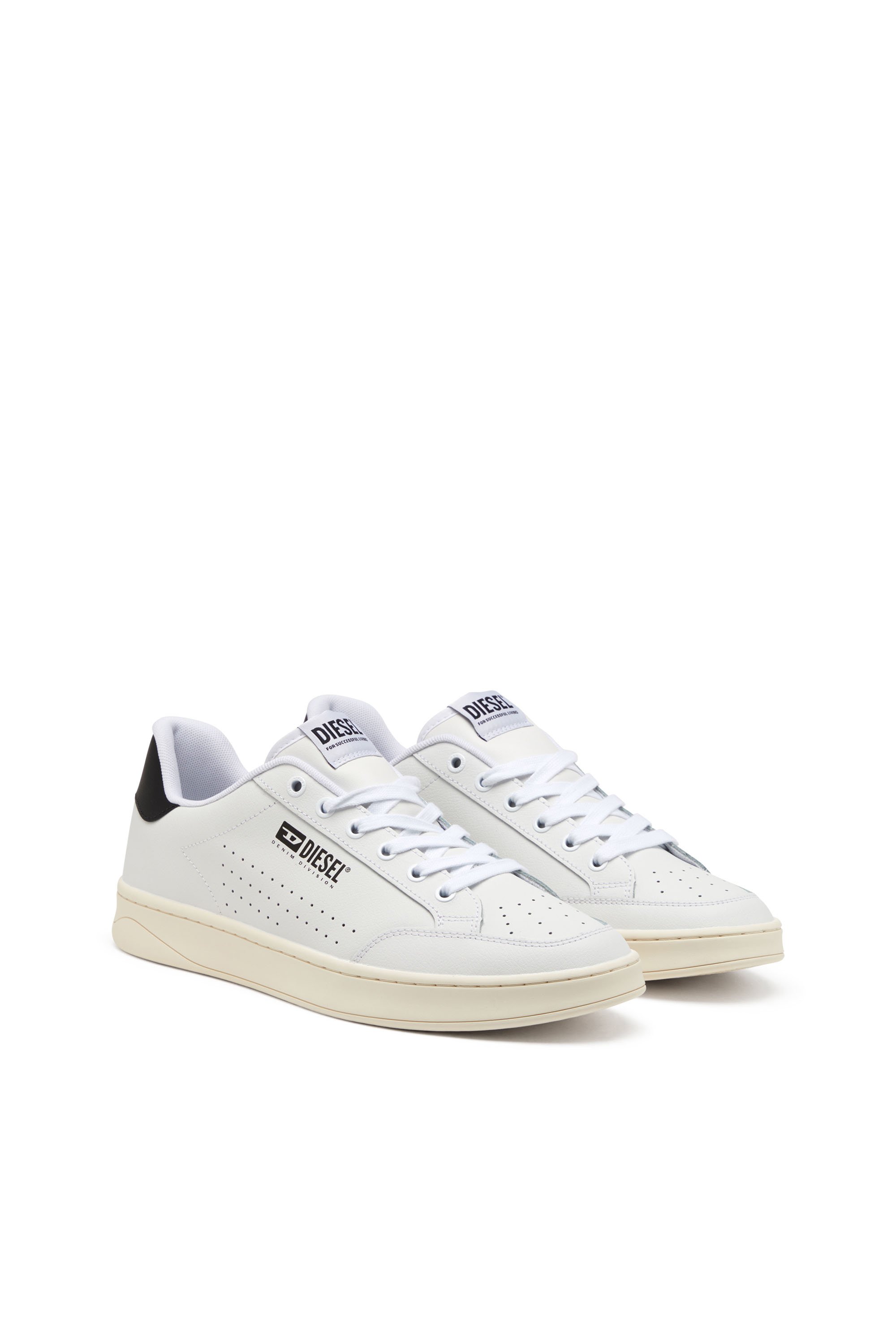 Diesel - S-ATHENE VTG, Man's S-Athene-Retro sneakers in perforated leather in White/Black - 2