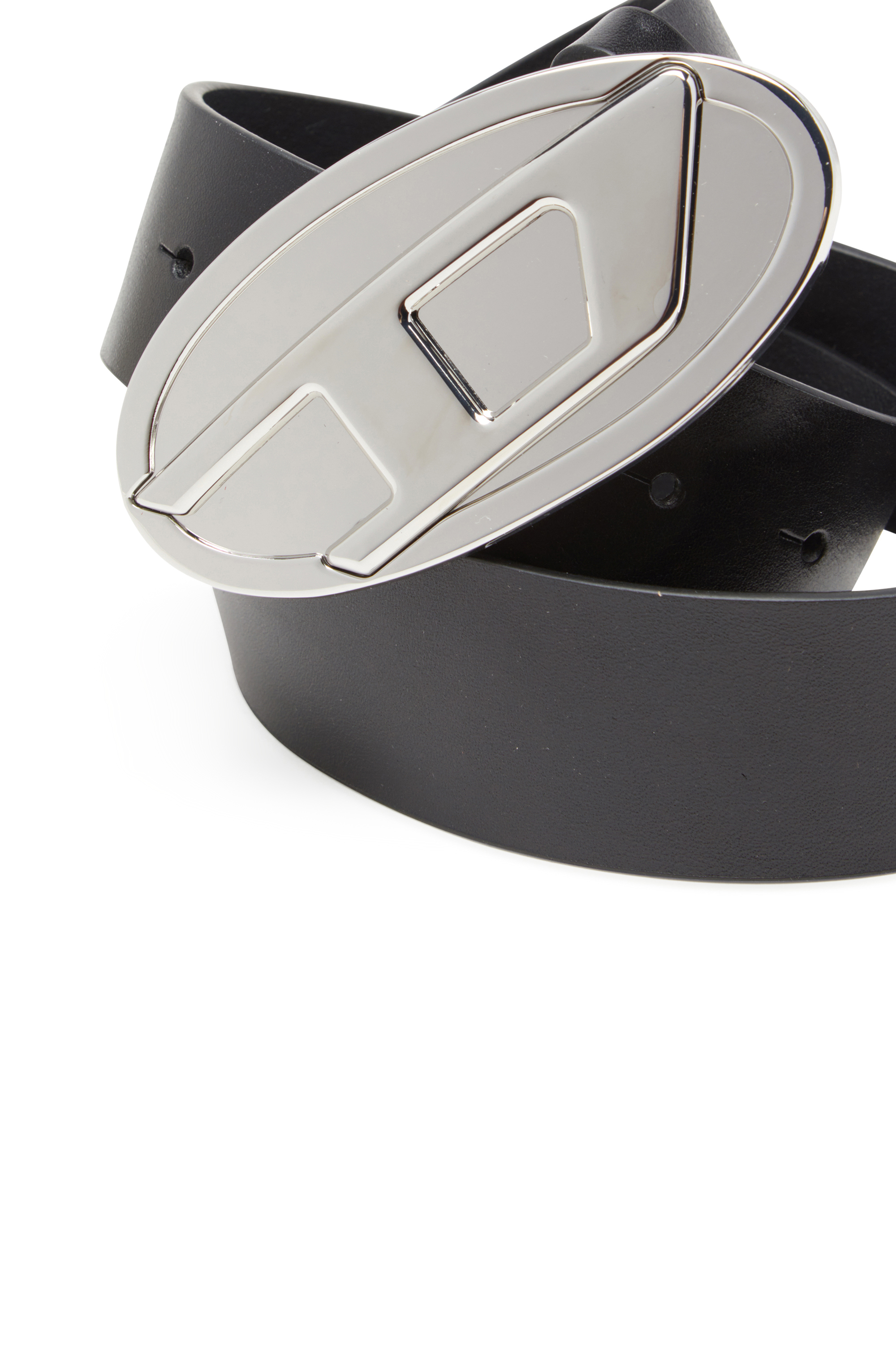 Diesel - B-1DR 2.0, Woman's 4cm leather belt with Oval D plaque in Black - 3