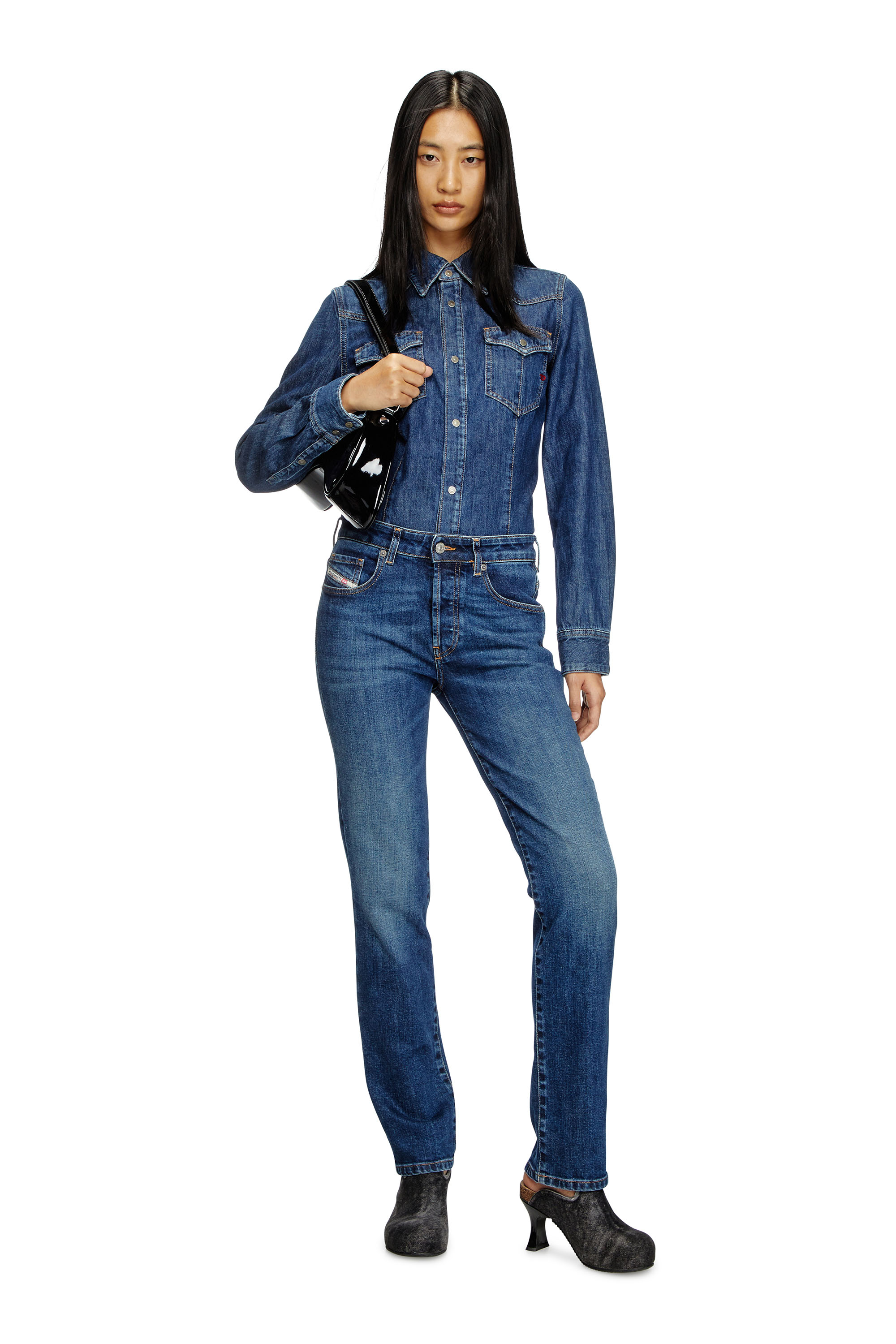 Diesel - DE-WAVES, Woman's Western shirt in denim in Blue - 1
