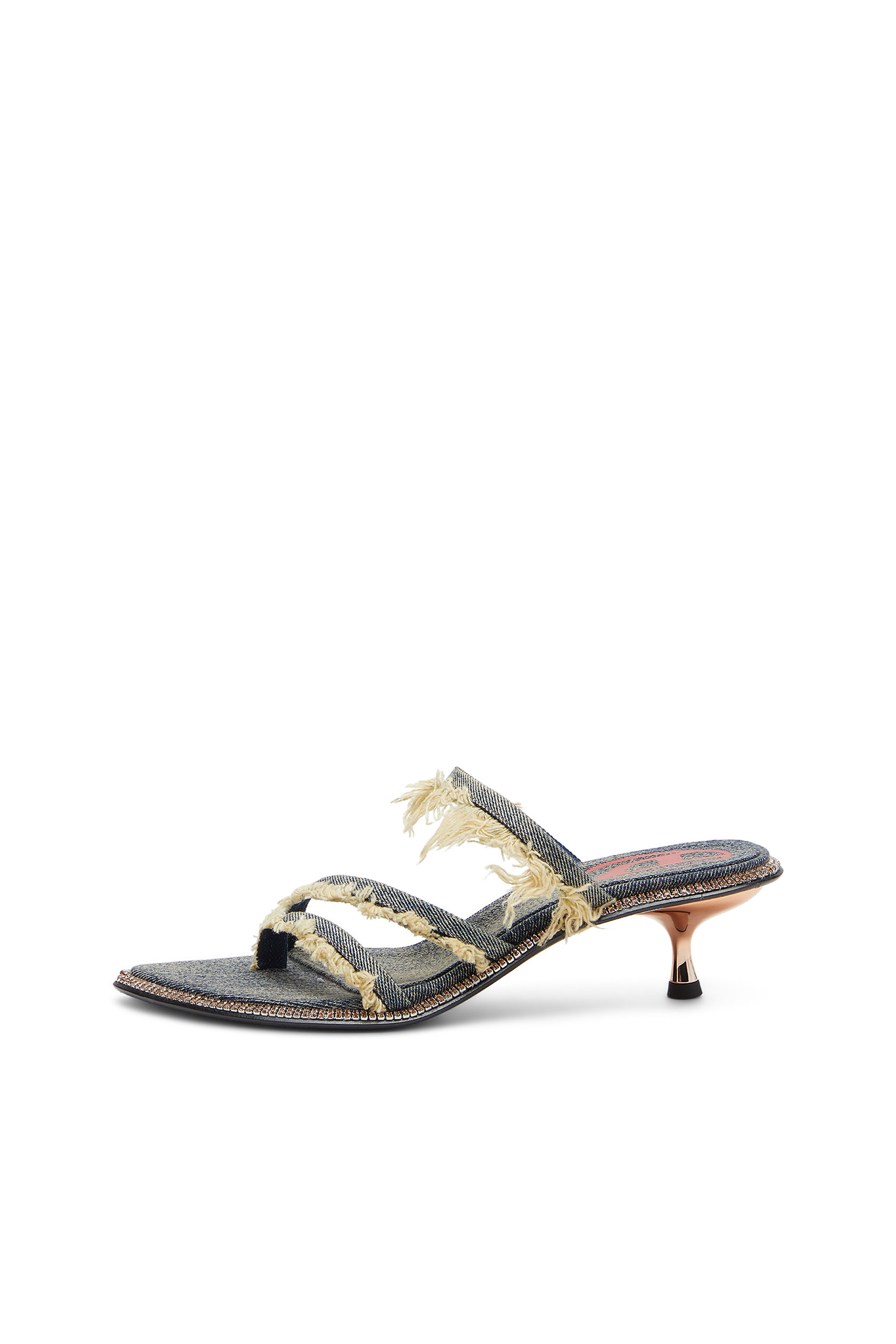 Diesel - D-HAVANNA KITTIE, Woman's D-Havanna Kittie-Frayed-denim mules with crystals in Blue - 3