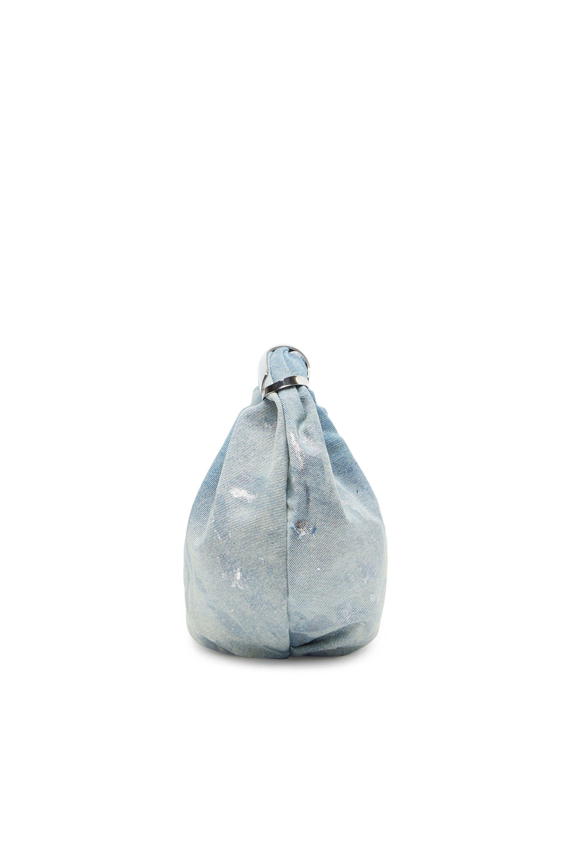 Diesel - GRAB-D HOBO M, Woman Grab-D M-Hobo bag in reflective solarised denim in Blue - Image 3