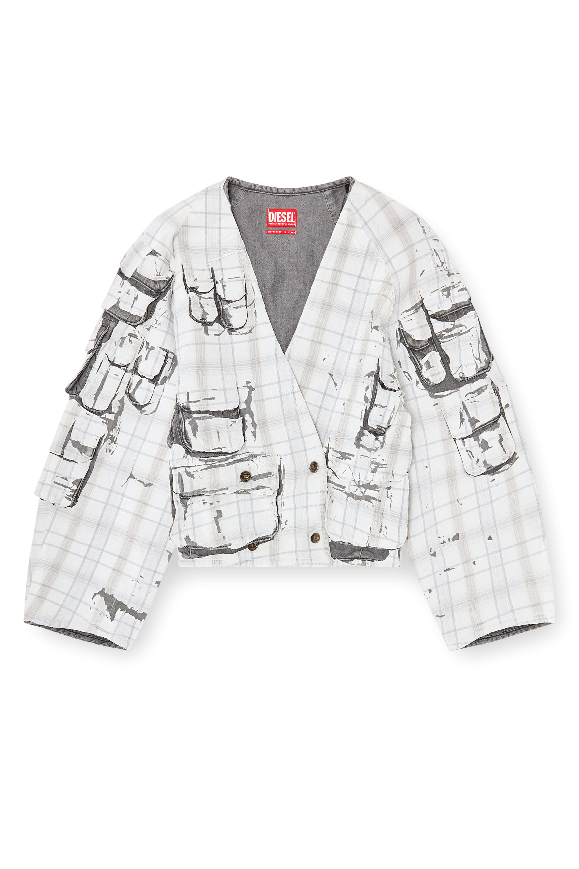 Diesel - DE-TALBAR-FSI, Woman's Denim cardi jacket with peel-off effect in Light Grey - 3