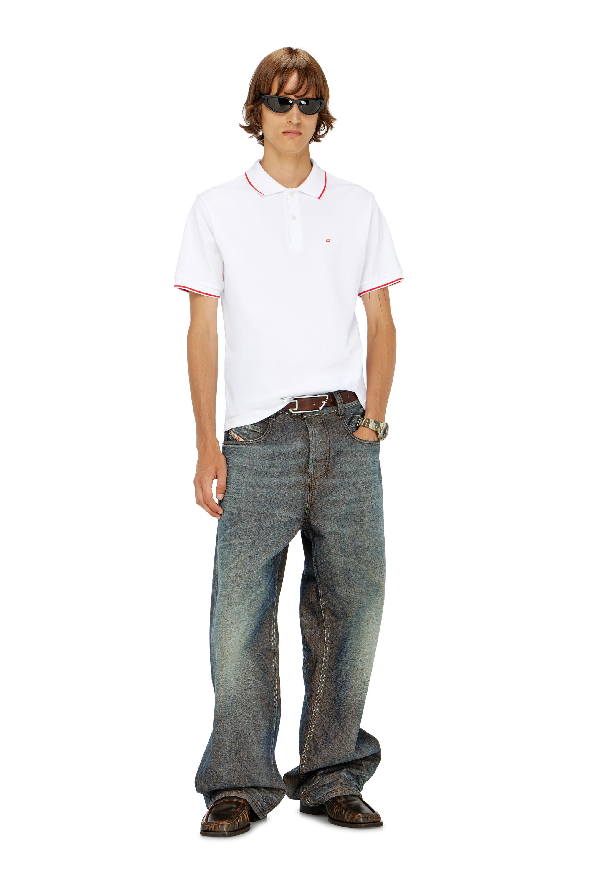 Diesel - T-FERRY-MICRODIV, Man's Polo shirt with micro Diesel embroidery in White - 2