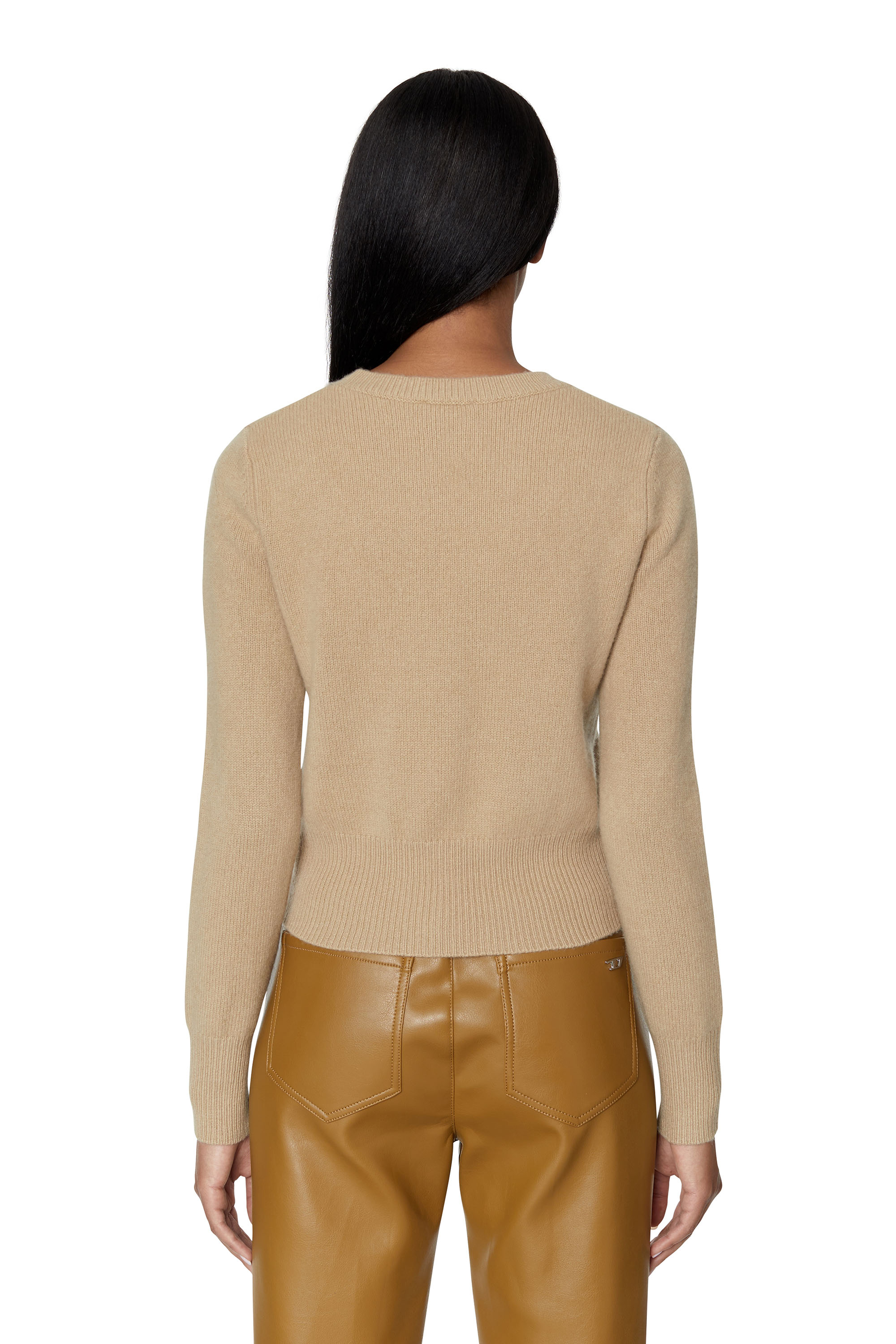Diesel - M-AREESA, Woman Jumper with embroidered cut-out logo in Beige - Image 3