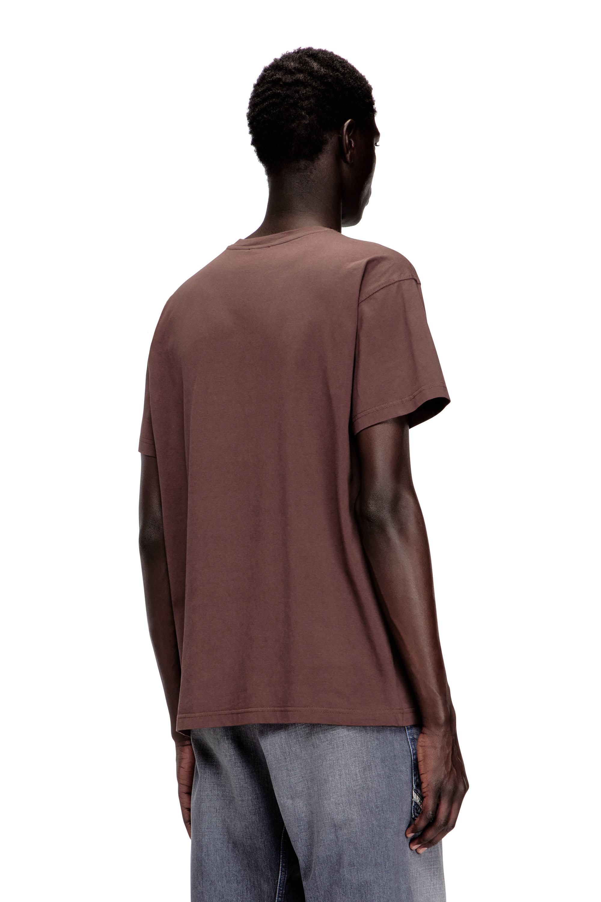Diesel - T-NORM-V11, Man's Regular T-shirt with D appliqu&eacute; in Brown - 4