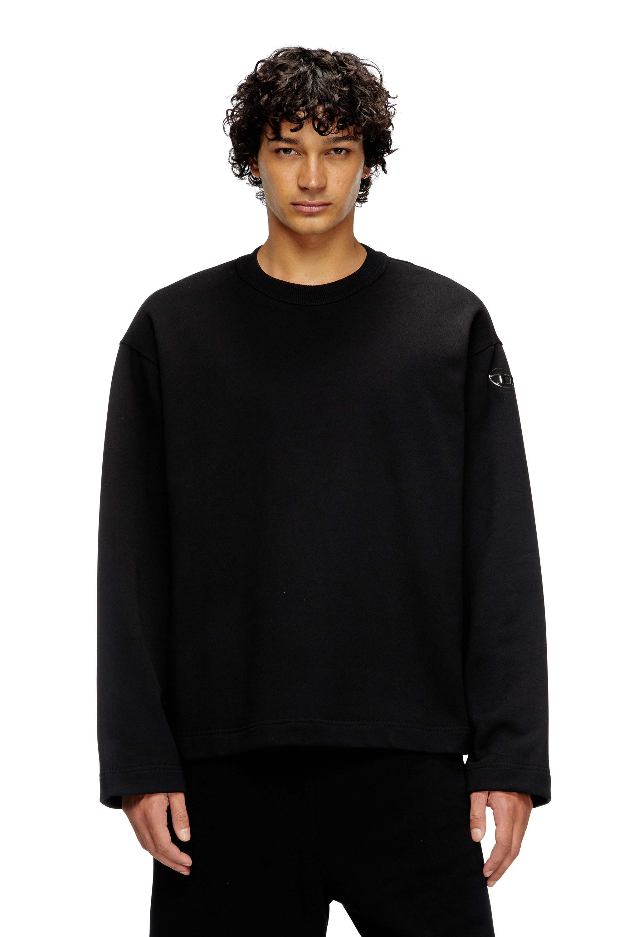 Diesel - S-MACSIS-OD, Man's Sweatshirt with metallic logo in Black - 1