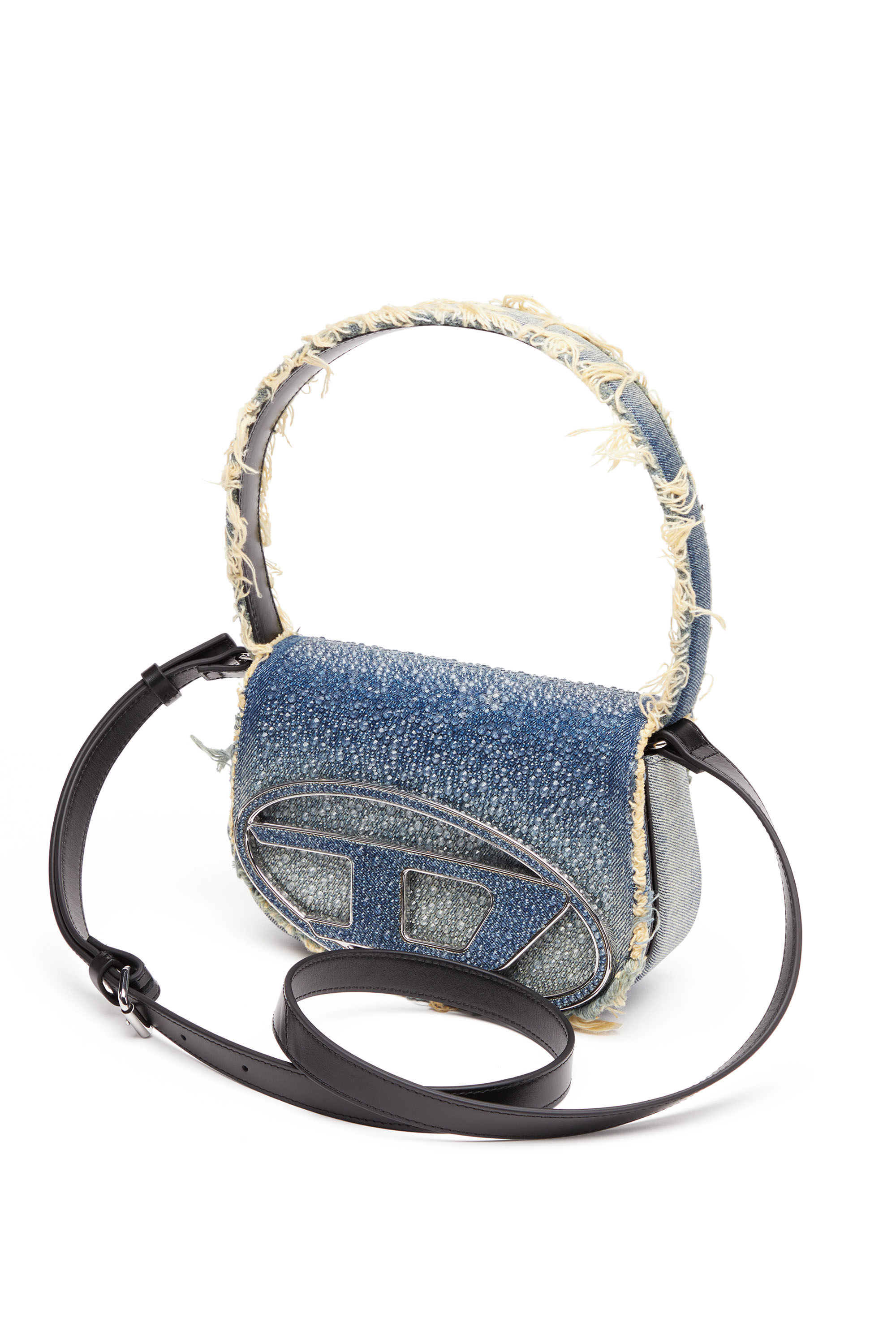 Diesel - 1DR, Woman 1DR-Iconic shoulder bag in denim and crystals in Blue - Image 5