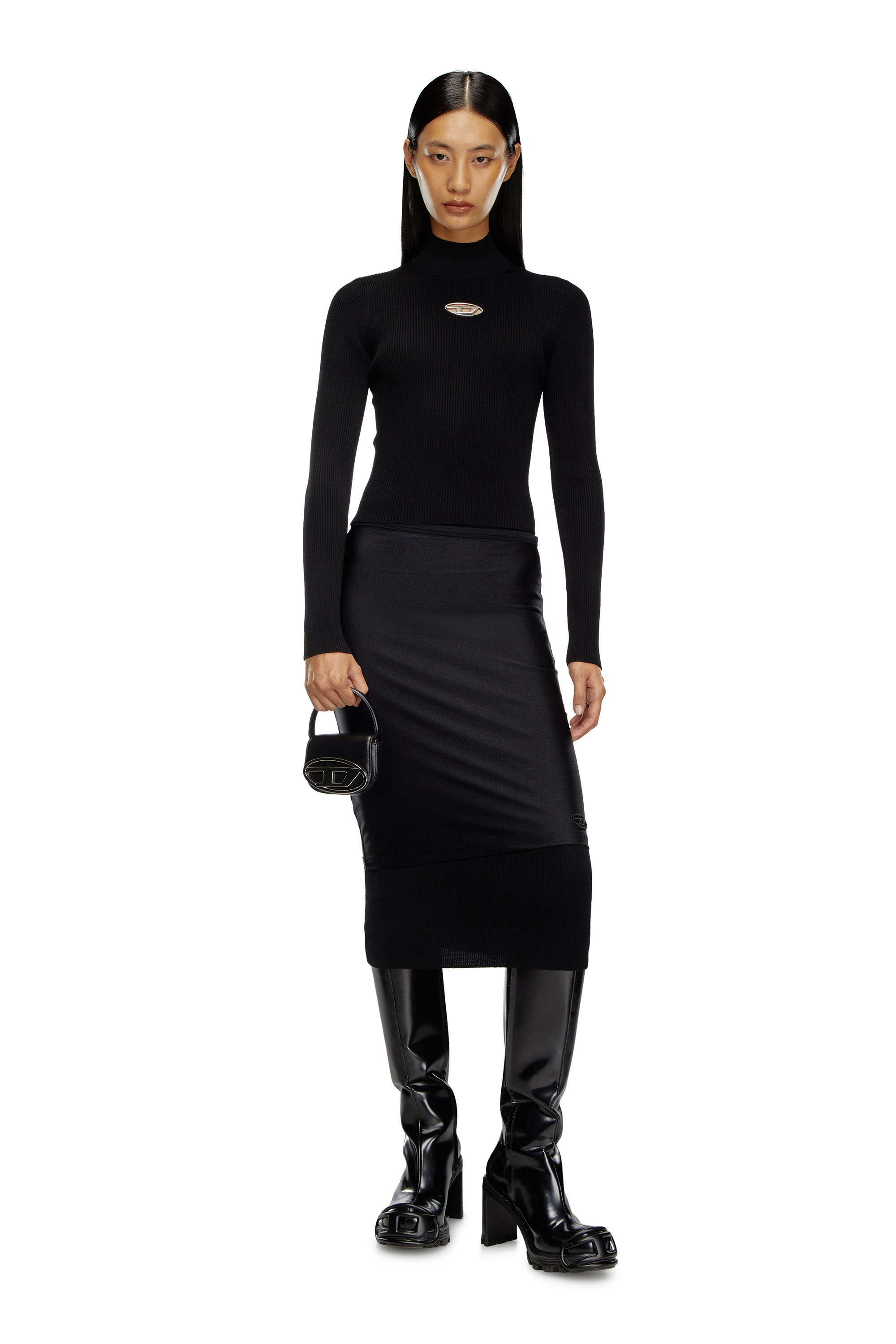 Diesel - M-VALARI-TN, Woman's Rib-knit top in Black - 1