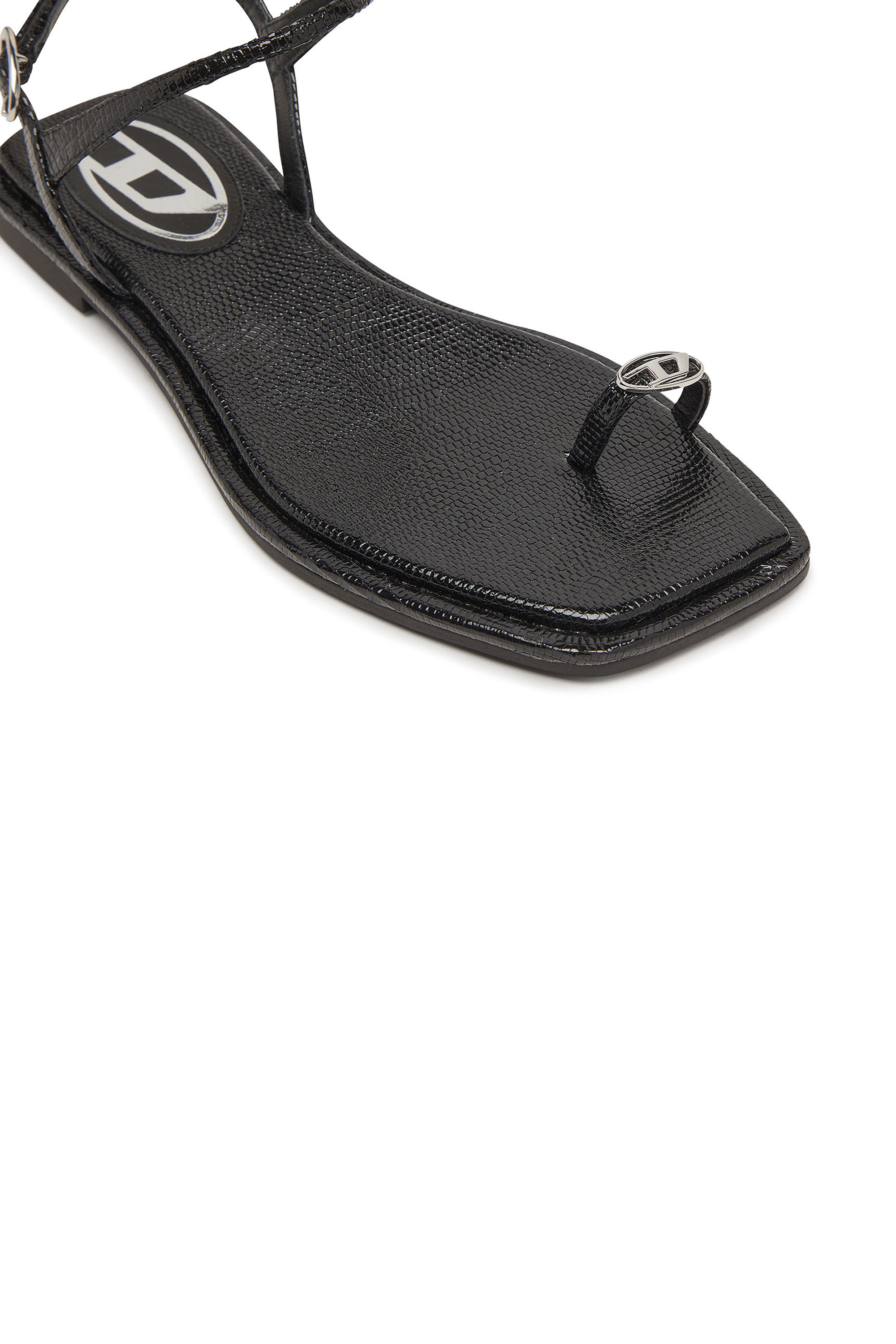 Diesel - D-AMBER INFRA 0, Woman's D-AMBER - Sandal in leather with metallic logo in Black - 6
