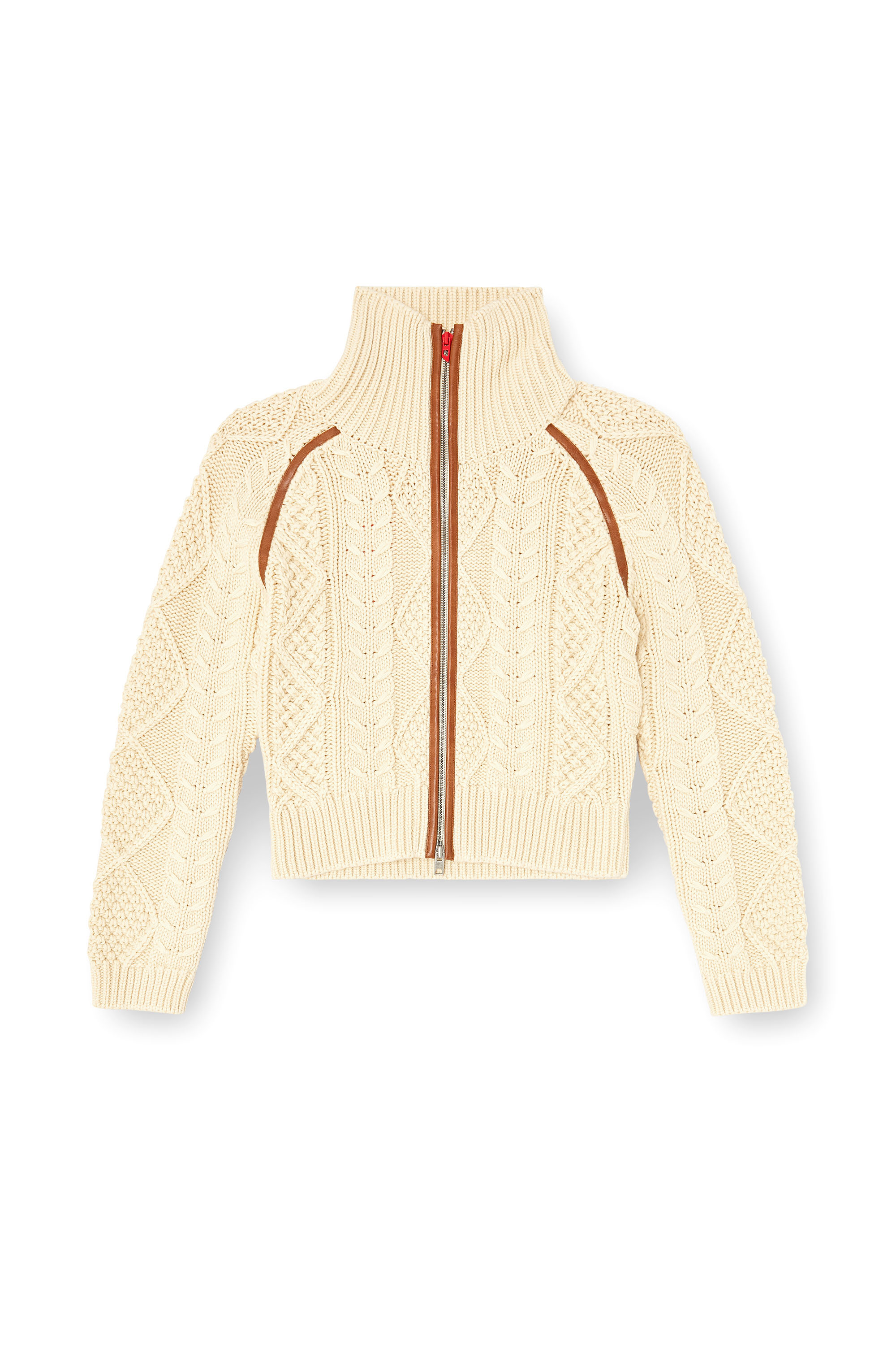 Diesel - M-INTELLE, Woman's Cable-knit cardigan with contrast bands in null - 3