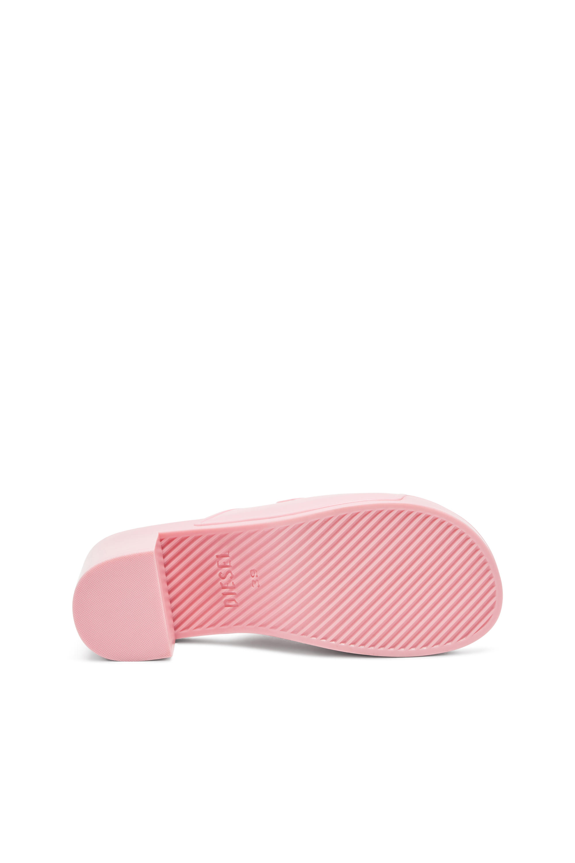 Diesel - SA-BONNIE, Woman's Sa-Bonnie-Heeled rubber slides with cut-out logo in Pink - 4