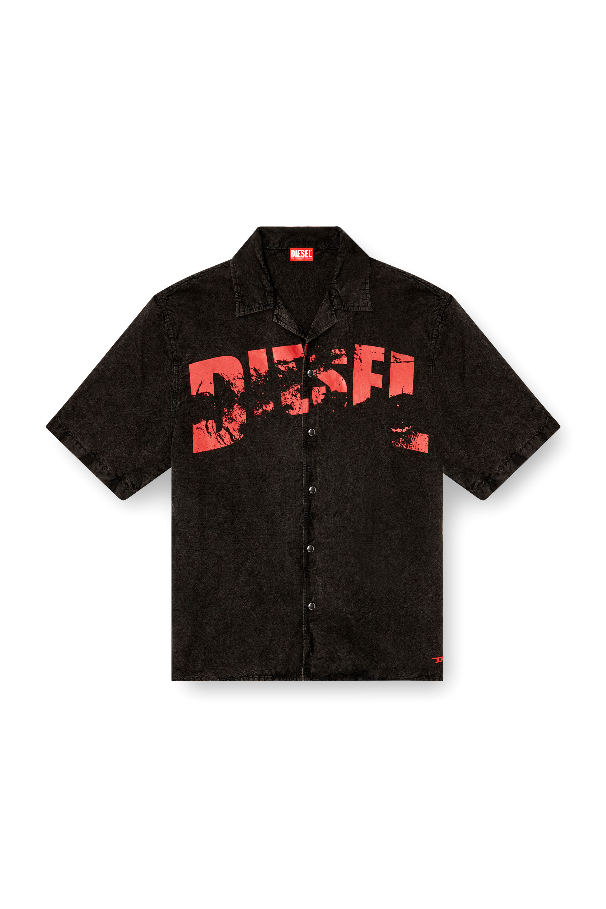 Diesel - CHARLES-D-POP, Man's Beach shirt in linen blend in Black - 4