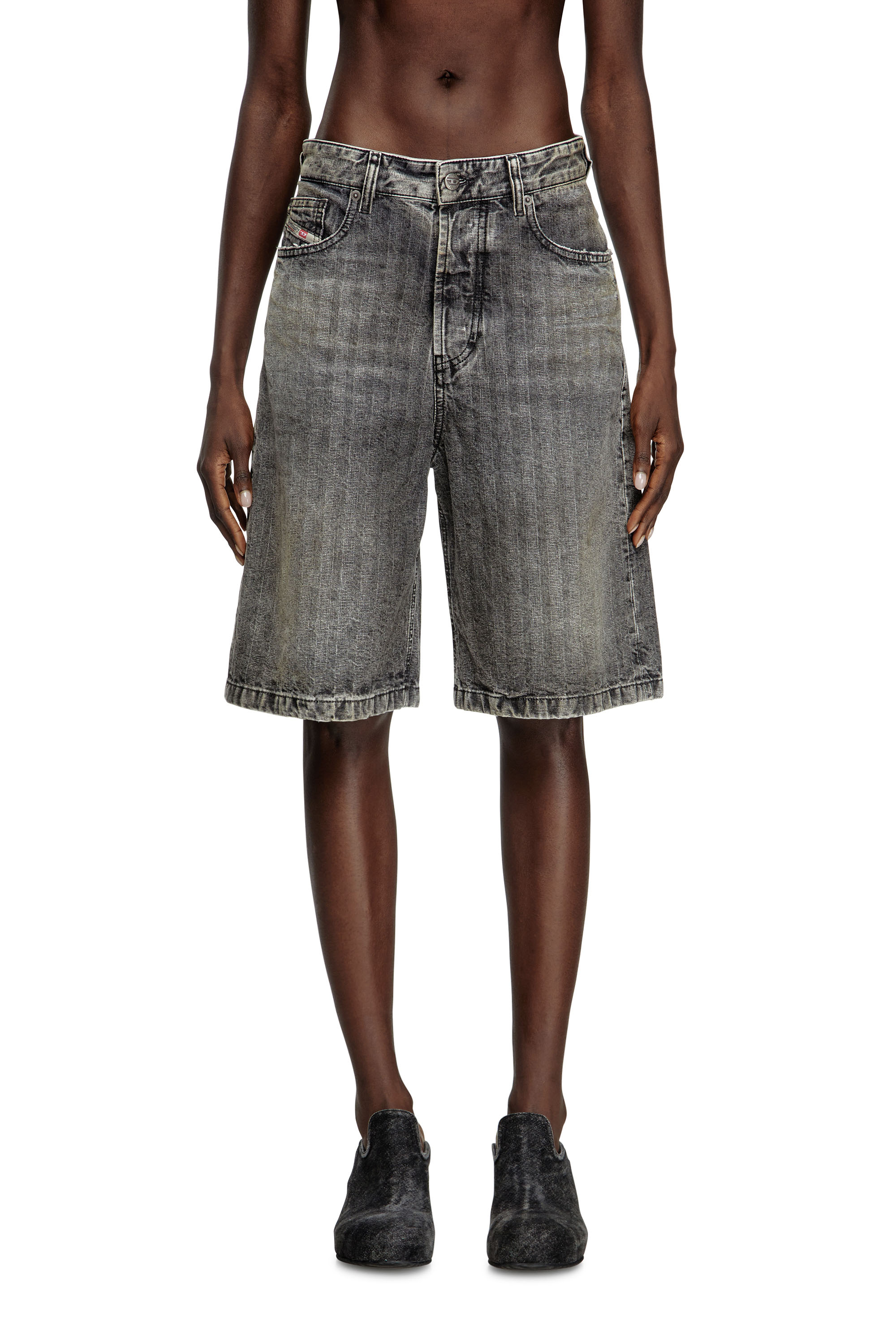 Diesel - DE-SIRE-SHORT, Woman's Shorts in herringbone denim in Light Grey - 1