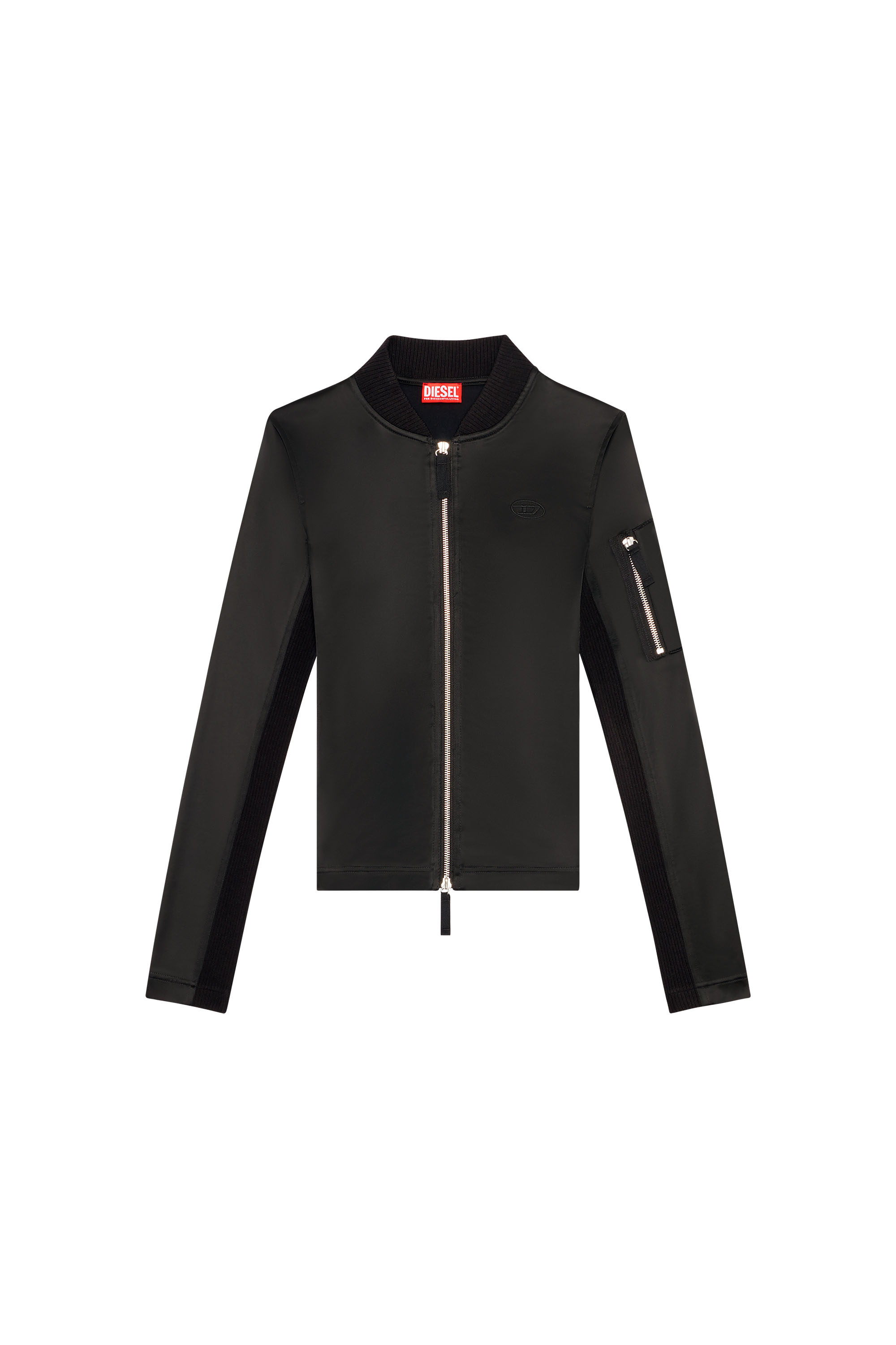 Diesel - T-OPUN, Woman Track jacket in shiny stretch satin in Black - Image 4