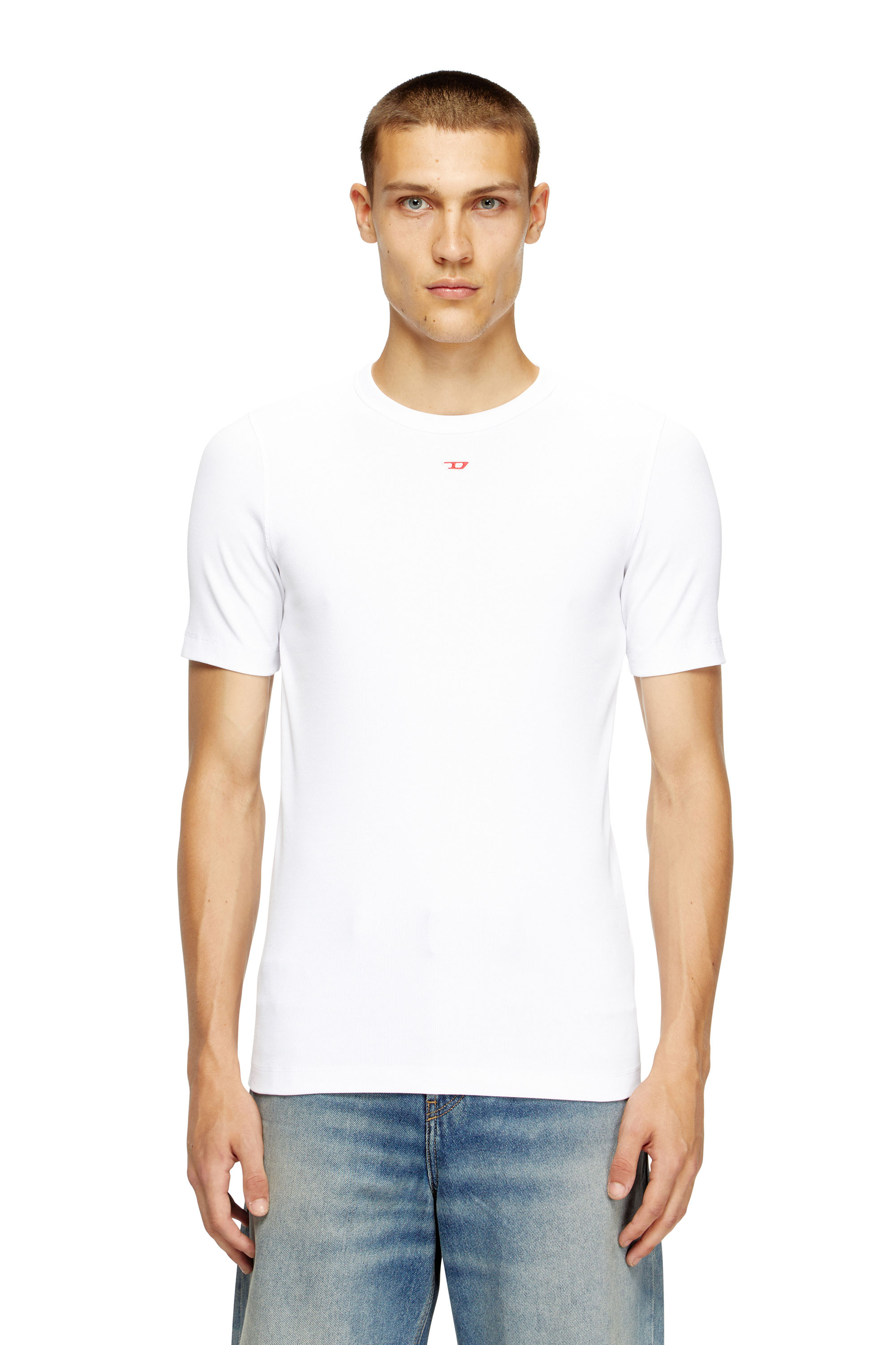 Diesel - D-RIBBER-N, Man's T-shirt with D patch in White - 1