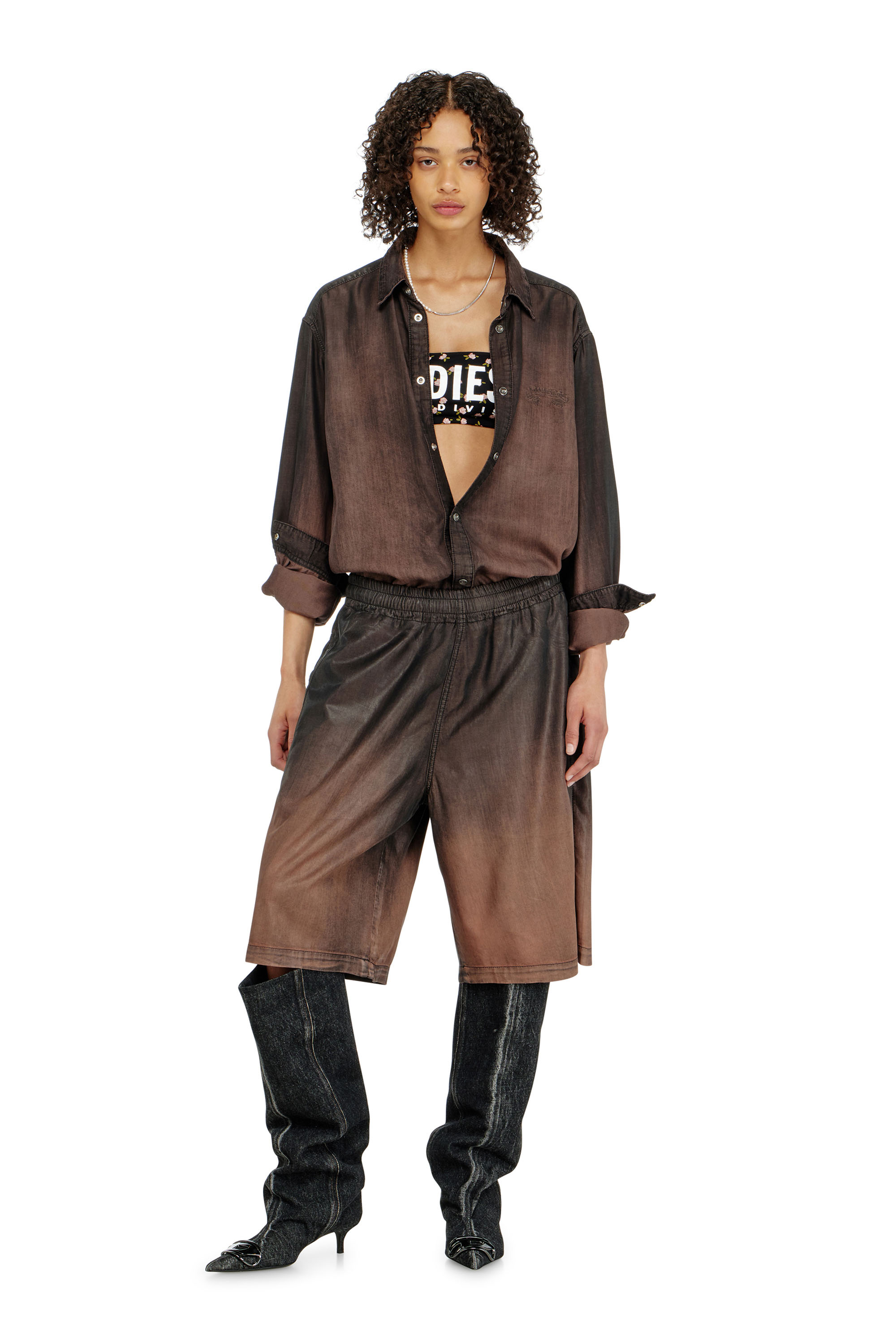 Diesel - MELANIE-C-D-CORE, Woman's Cotton bandeau bra with all-over floral print in null - 6