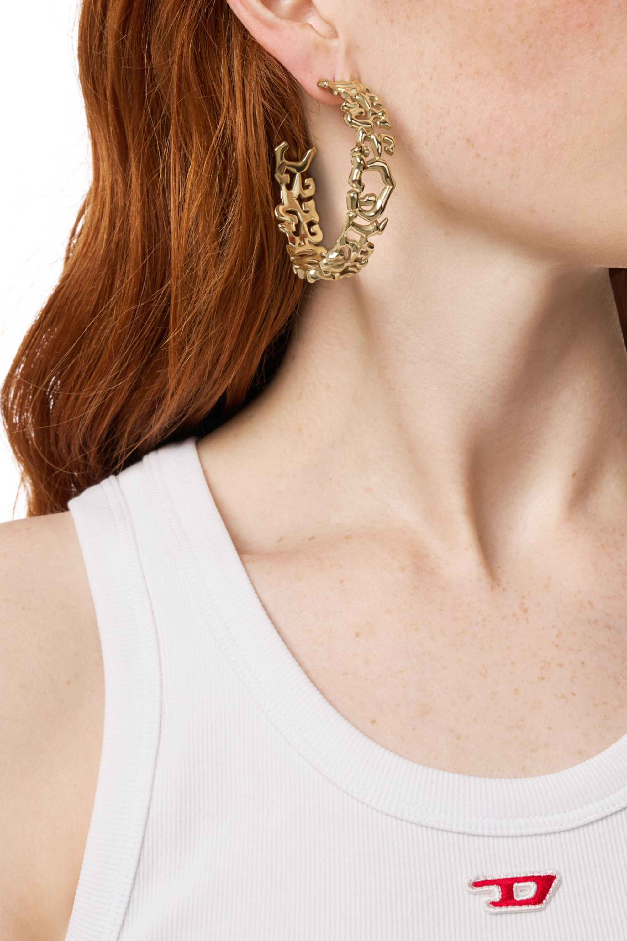 Diesel - DX1656710 JEWELLERY, Unisex's Stainless steel hoop earrings in Gold - 3