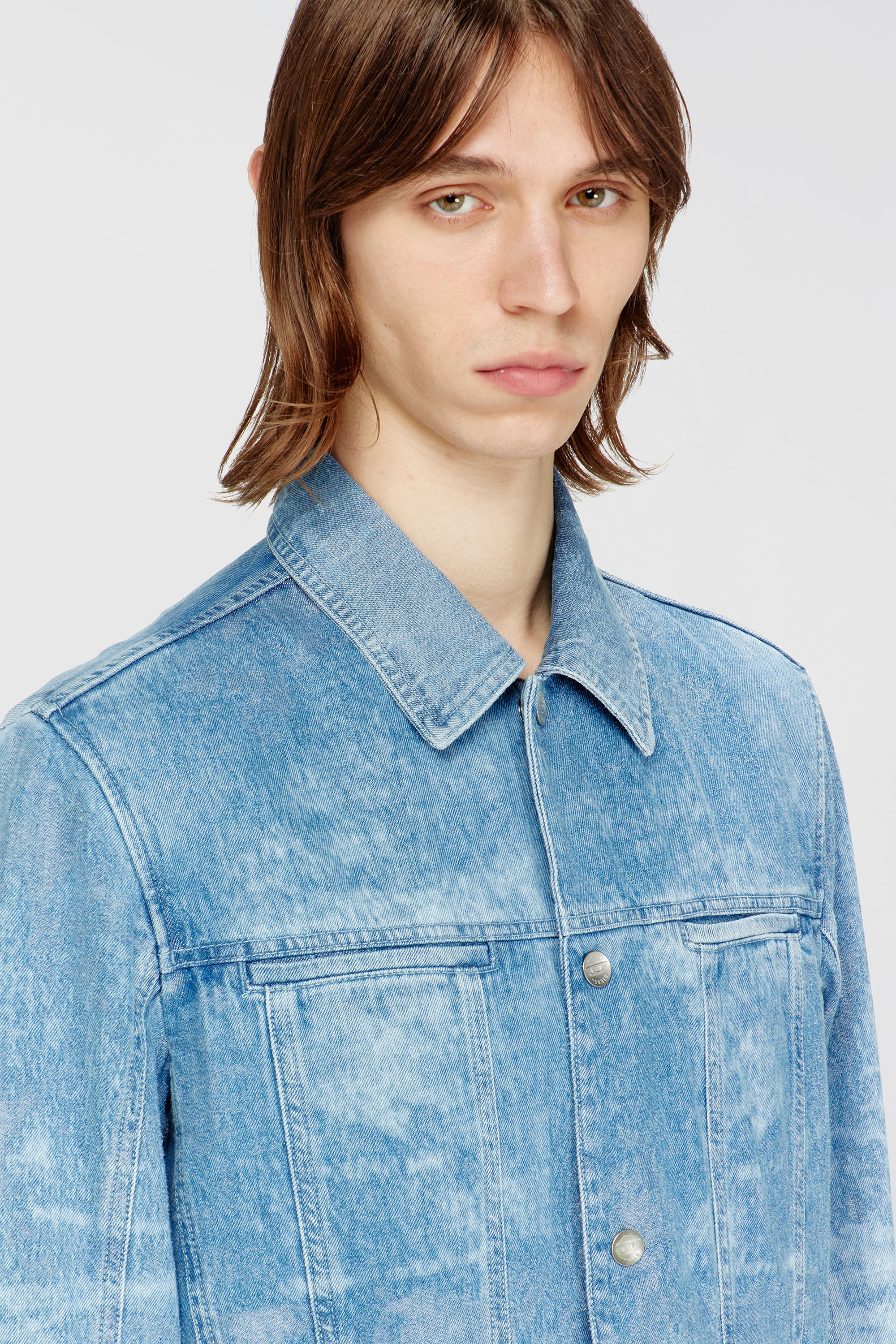 Diesel - D-SERON-FSI, Man's Jacket in satin denim in Light Blue - 5