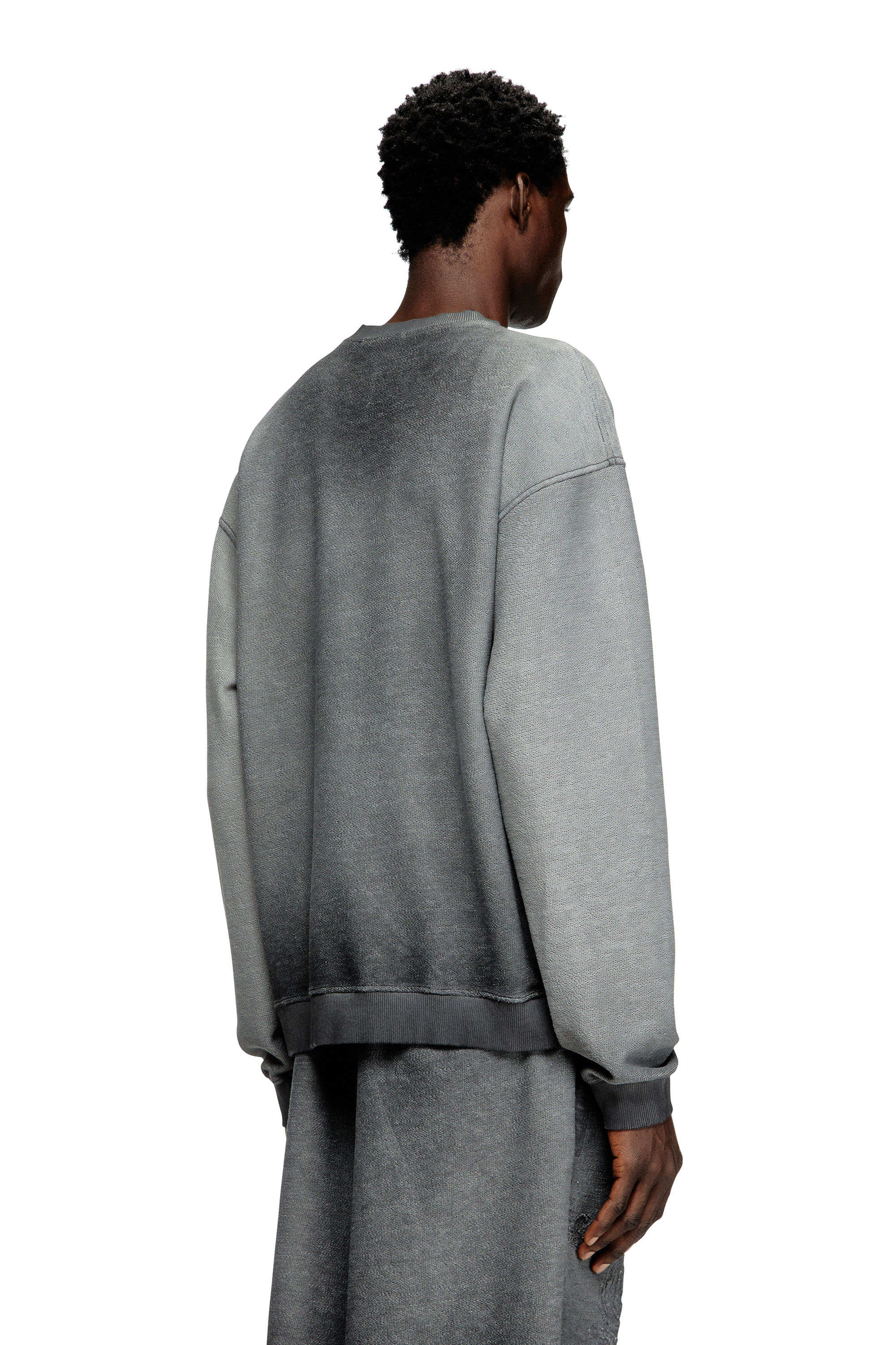 Diesel - S-ARON, Man's Faded sweatshirt with devoré Phoenix logo in Grey - 4