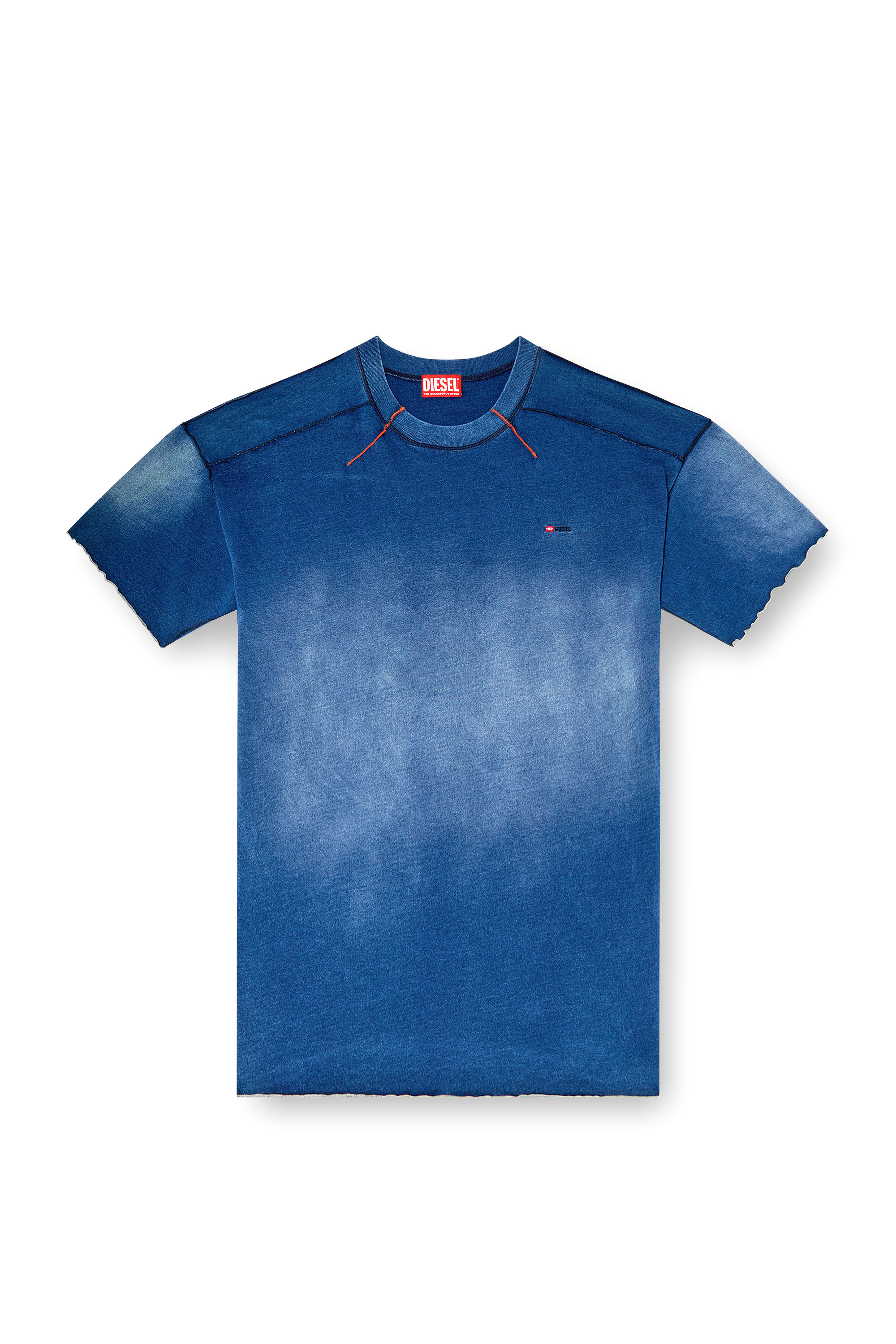 Diesel - T-CRAO-BOXT, Man's Faded T-shirt with micro logo in Blue - 2
