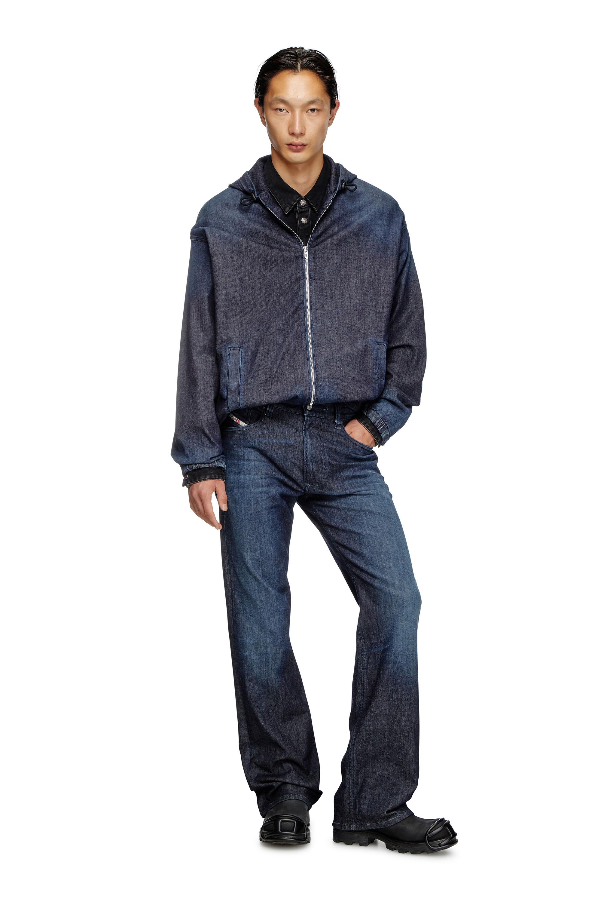 Diesel - D-WYNNY JOGG, Man's Hooded JoggJeans jacket in Dark Blue - 1