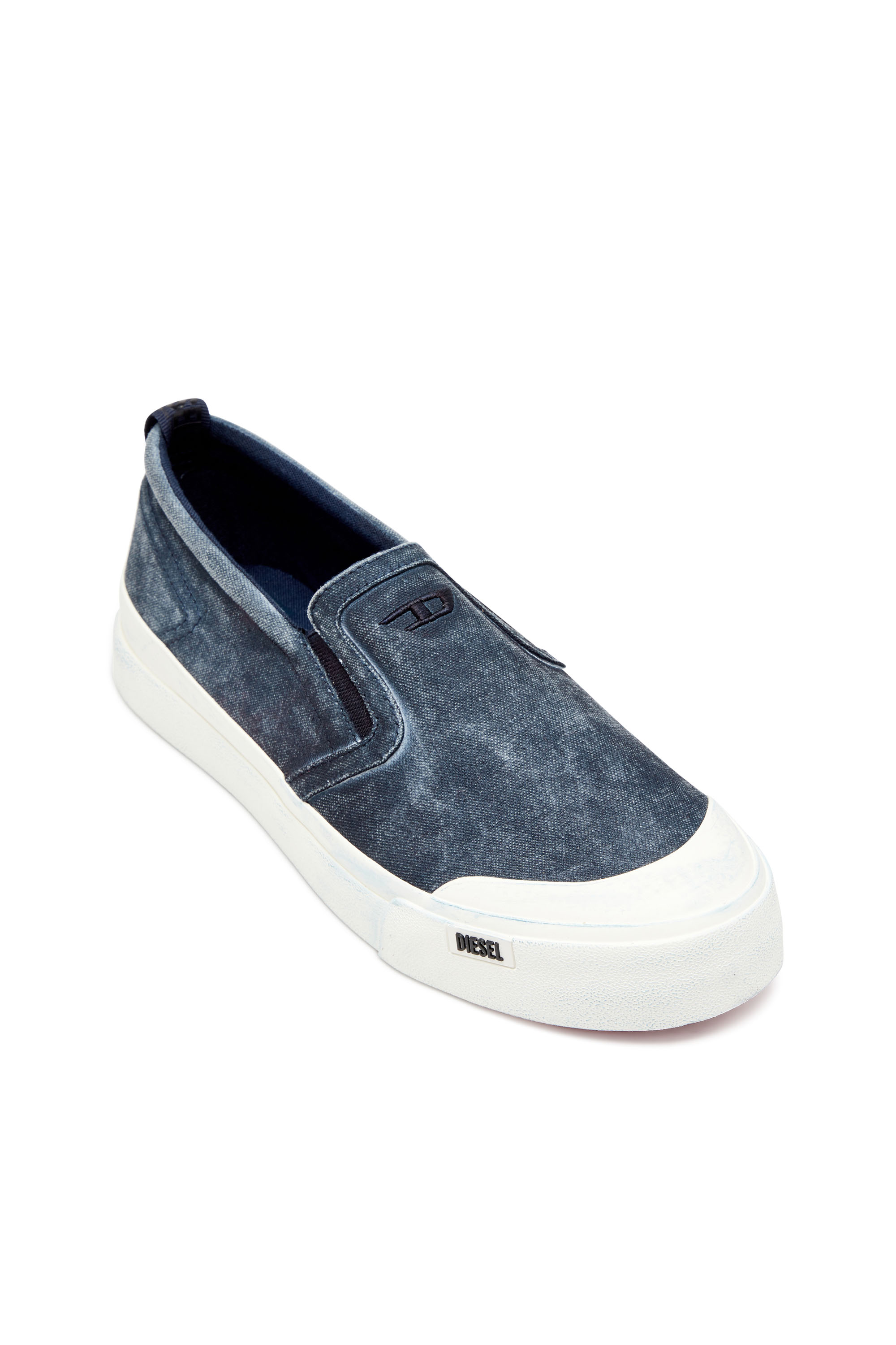 Diesel - S-ATHOS SLIP ON, Man's S-Athos-Canvas slip-on sneakers with D embroidery in Blue - 6