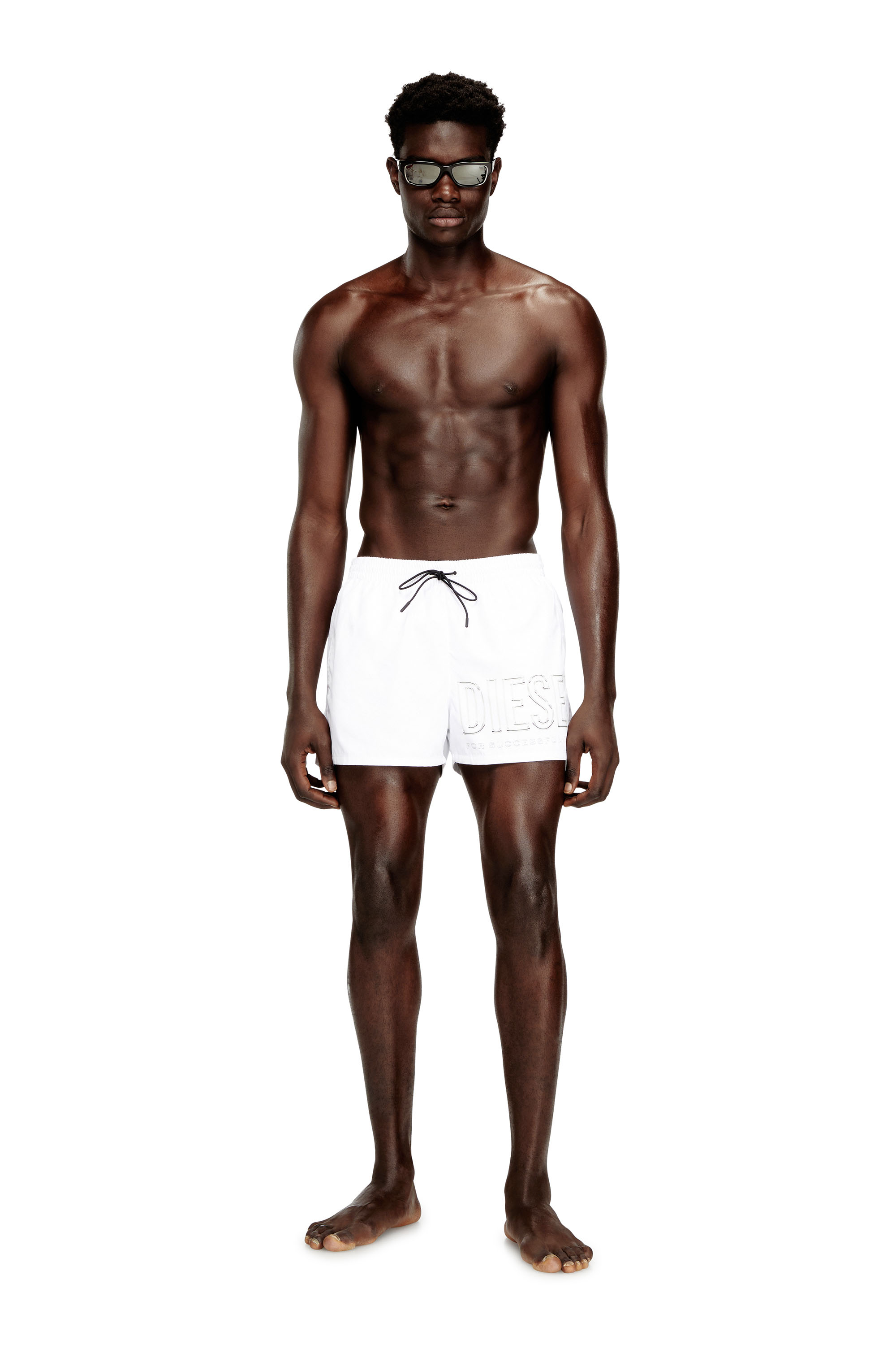 Diesel - OLYMPIC-34-D-CORE, Man's Mid-length swim shorts with outline logo in White - 1