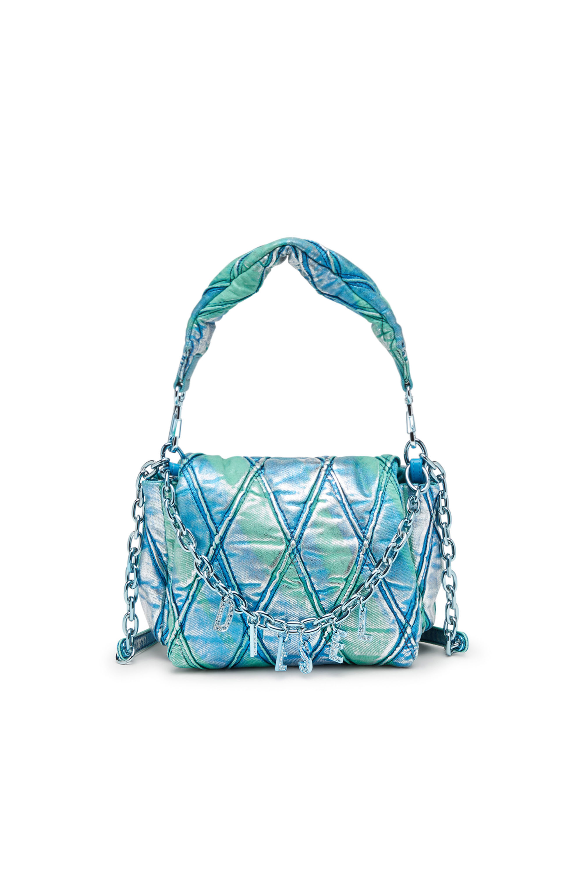 Diesel - CHARM-D SHOULDER S, Woman Charm-D S-Small handbag in quilted pop colour denim in Blue - Image 1