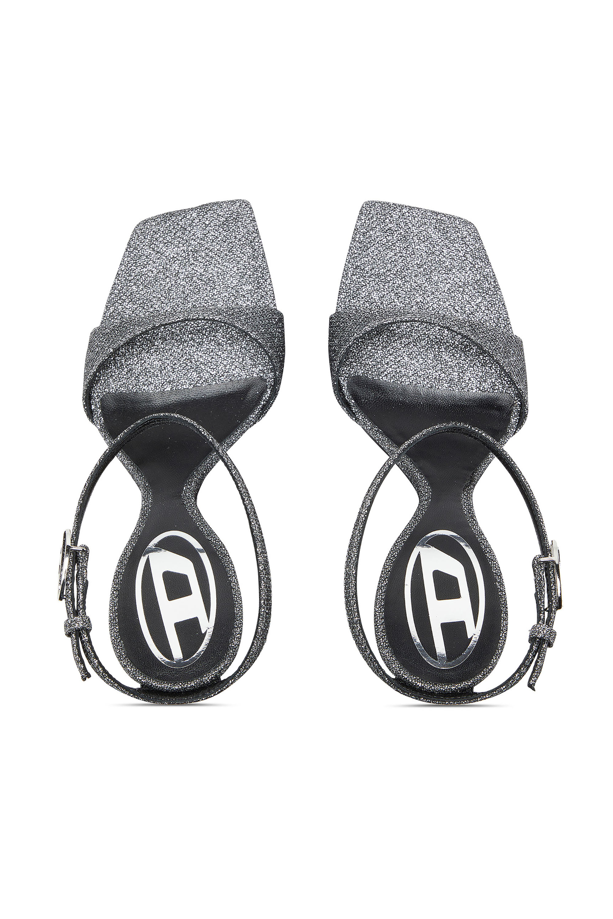 D-AMBER SANDAL WEDGE, Silver Diesel - D-AMBER SANDAL WEDGE, Woman's D-Amber-Wedge sandals in Lurex fabric in Silver - 5